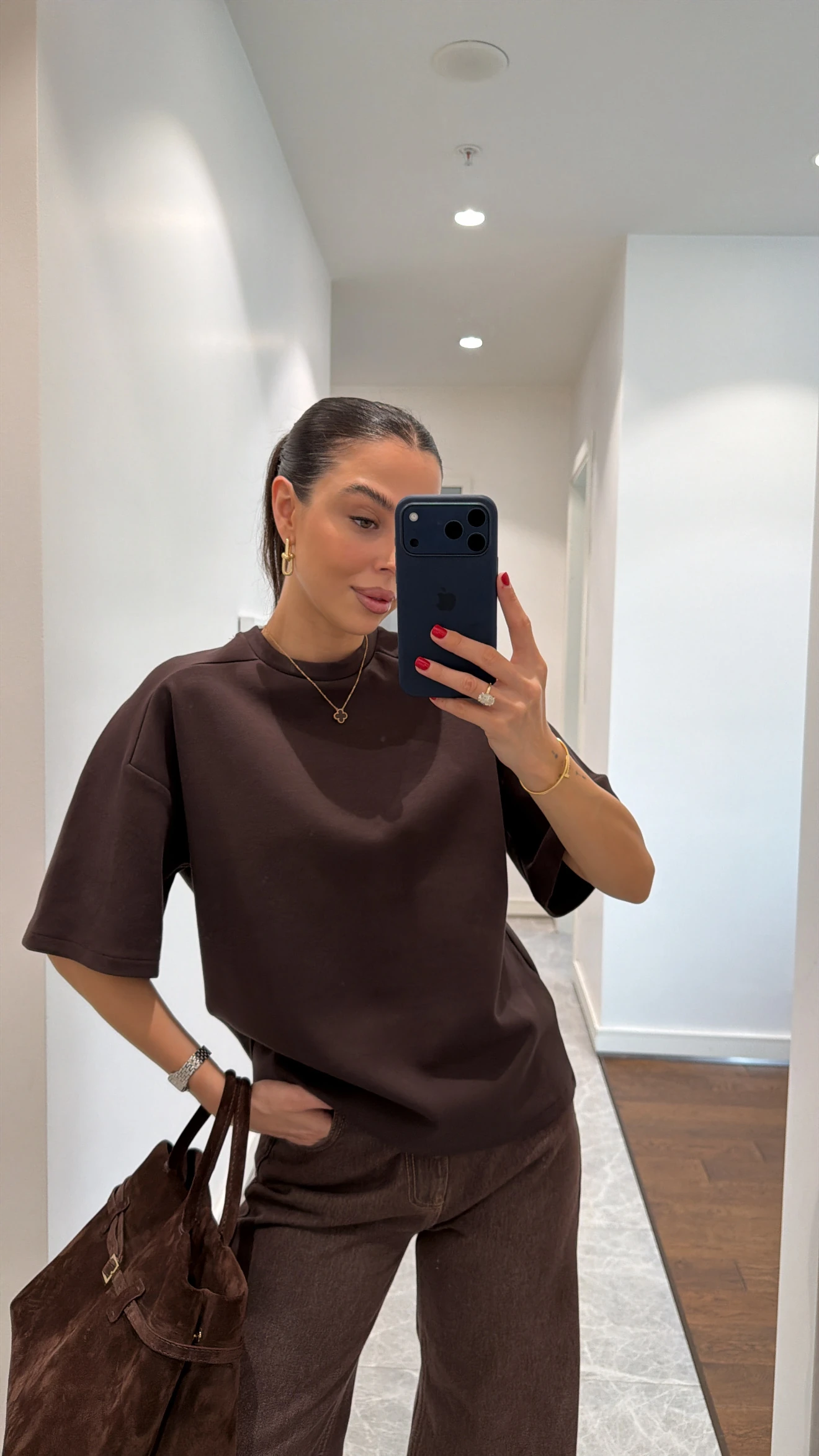 OVERSIZED SIMPLE T-SHIRT - COFFEE