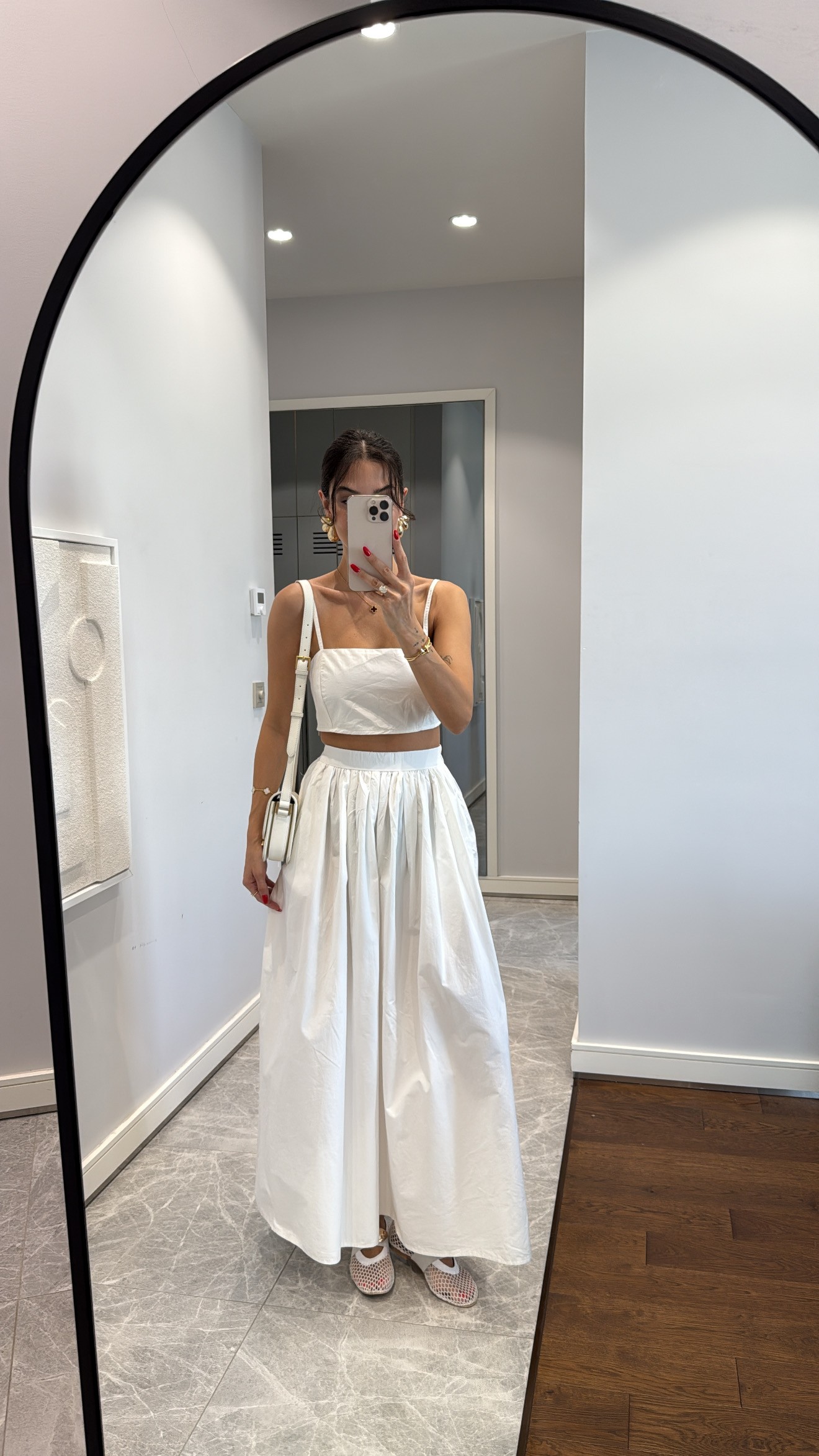 İNCE ASKILI CROP ETEK TAKIM - BEYAZ
