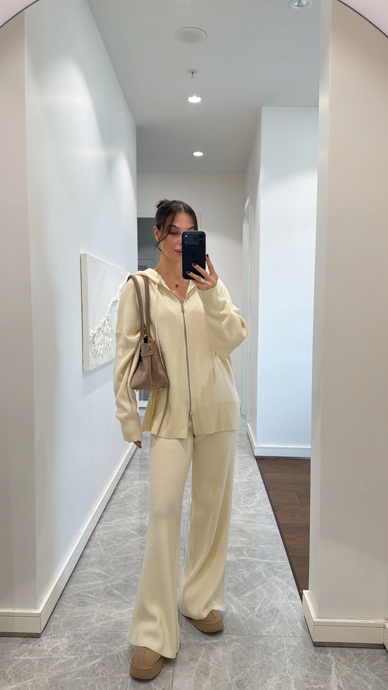 ÇİFT FERMUARLI TRİKO PANTOLON TAKIM - Bej