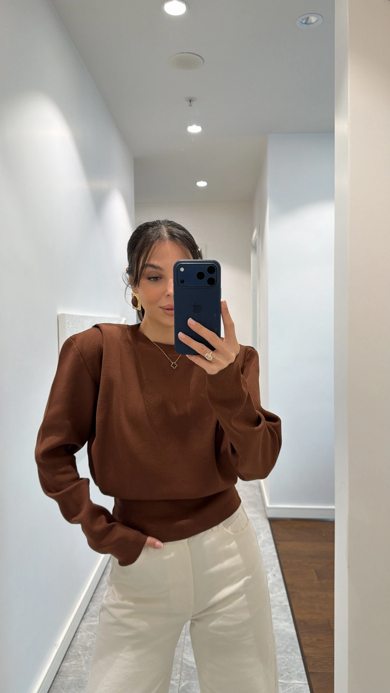 OMUZU VATKALI TRİKO KAZAK - KAHVE