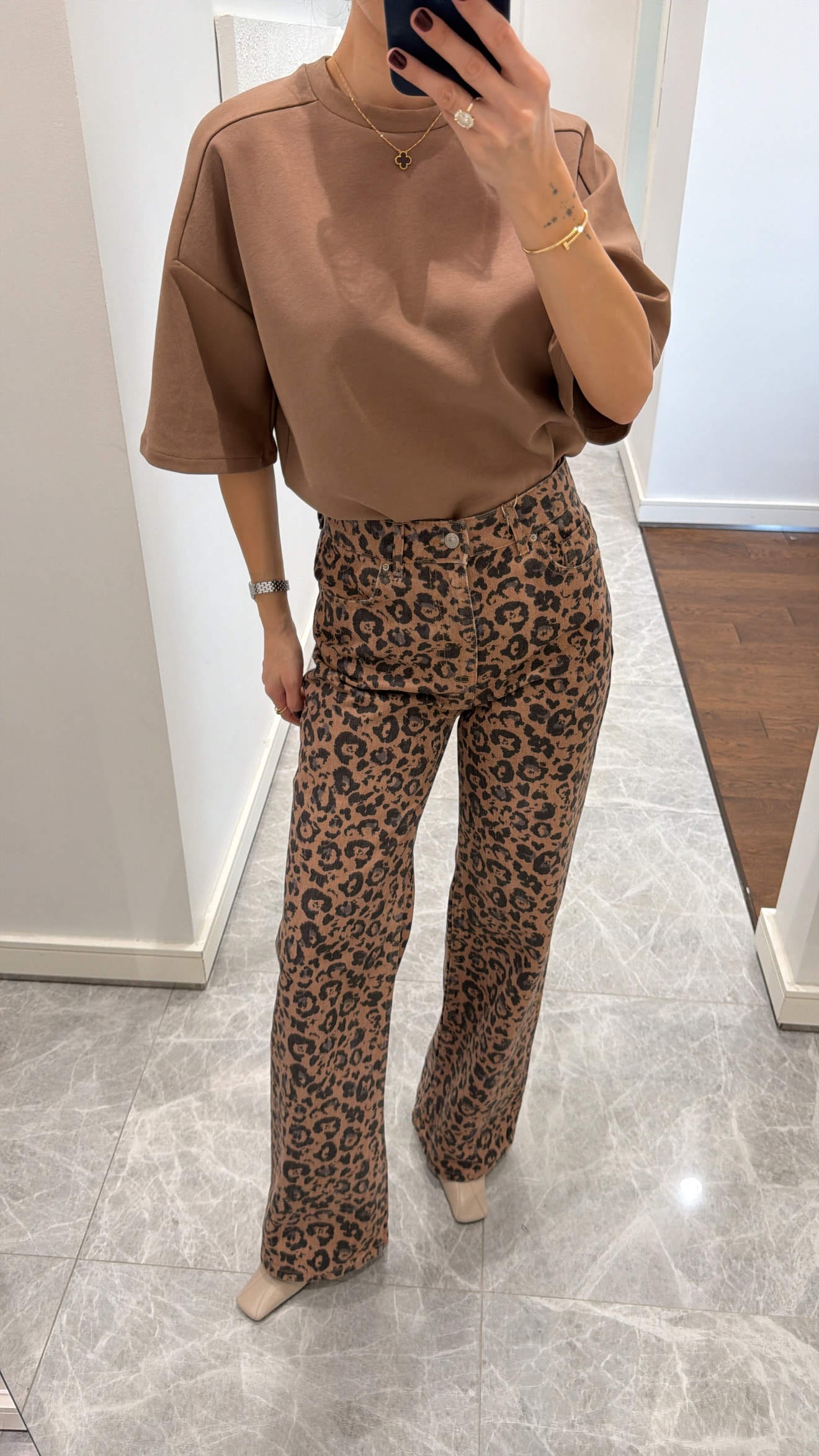 LEOPAR DESENLİ WİDELEG PANTOLON