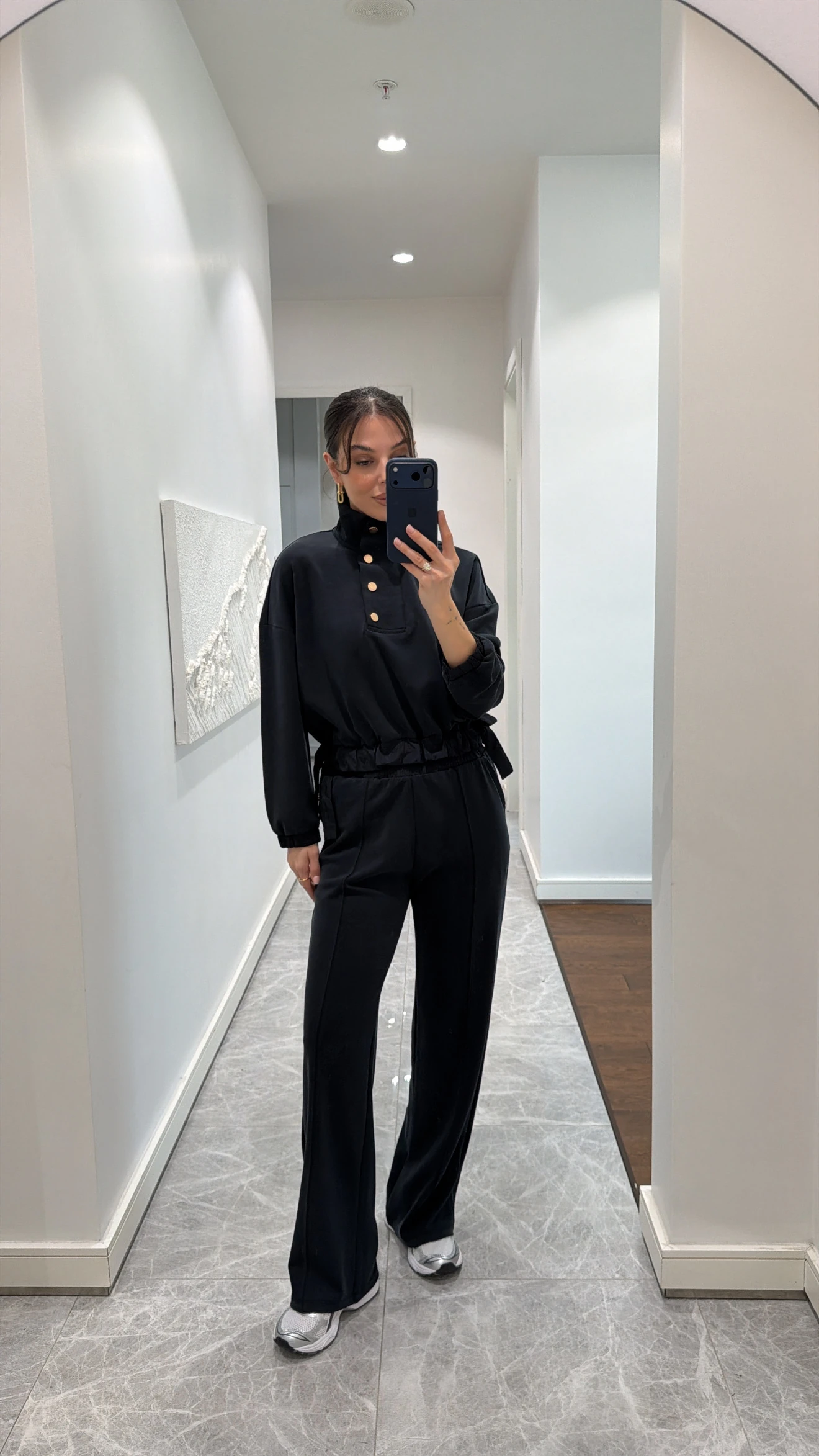 MODAL KUMAŞ DİK YAKA PANTOLON TAKIM  - KOYU LACİVERT