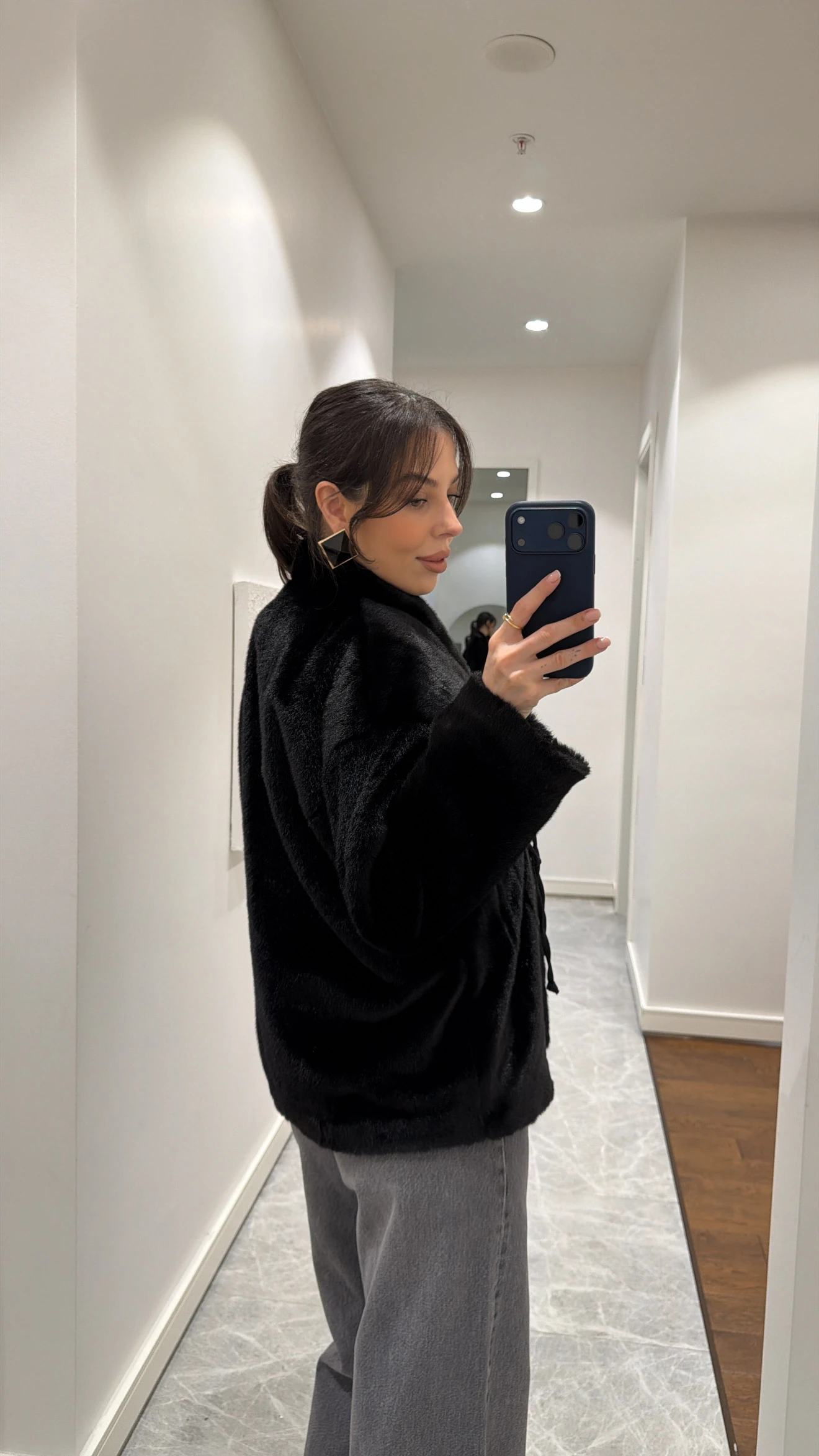 ÖNDEN BAĞLAMALI PELUŞ CEKET 