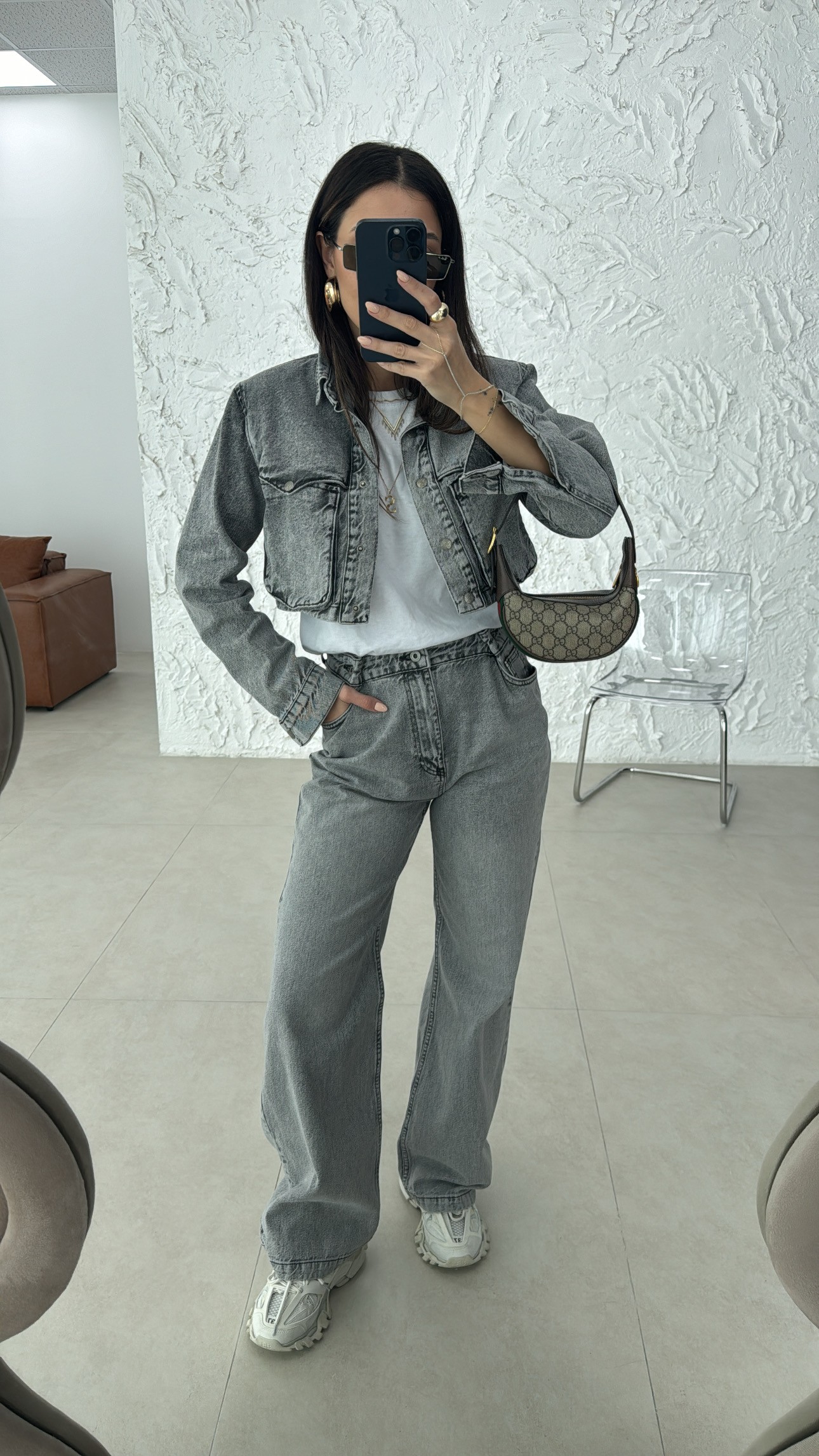 buz gri crop ceket