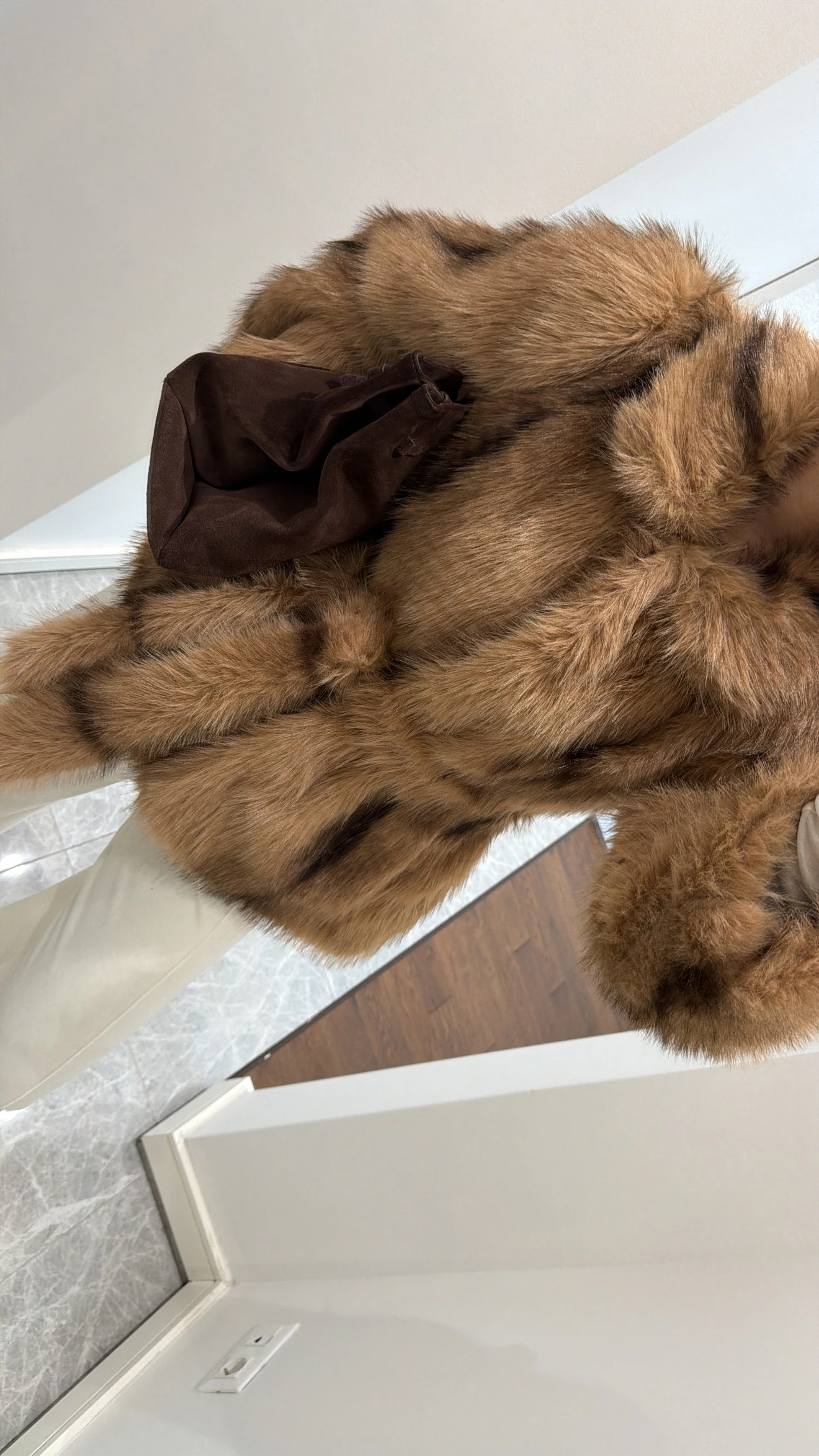 CAMEL KAHVE KUŞAKLI KÜRK