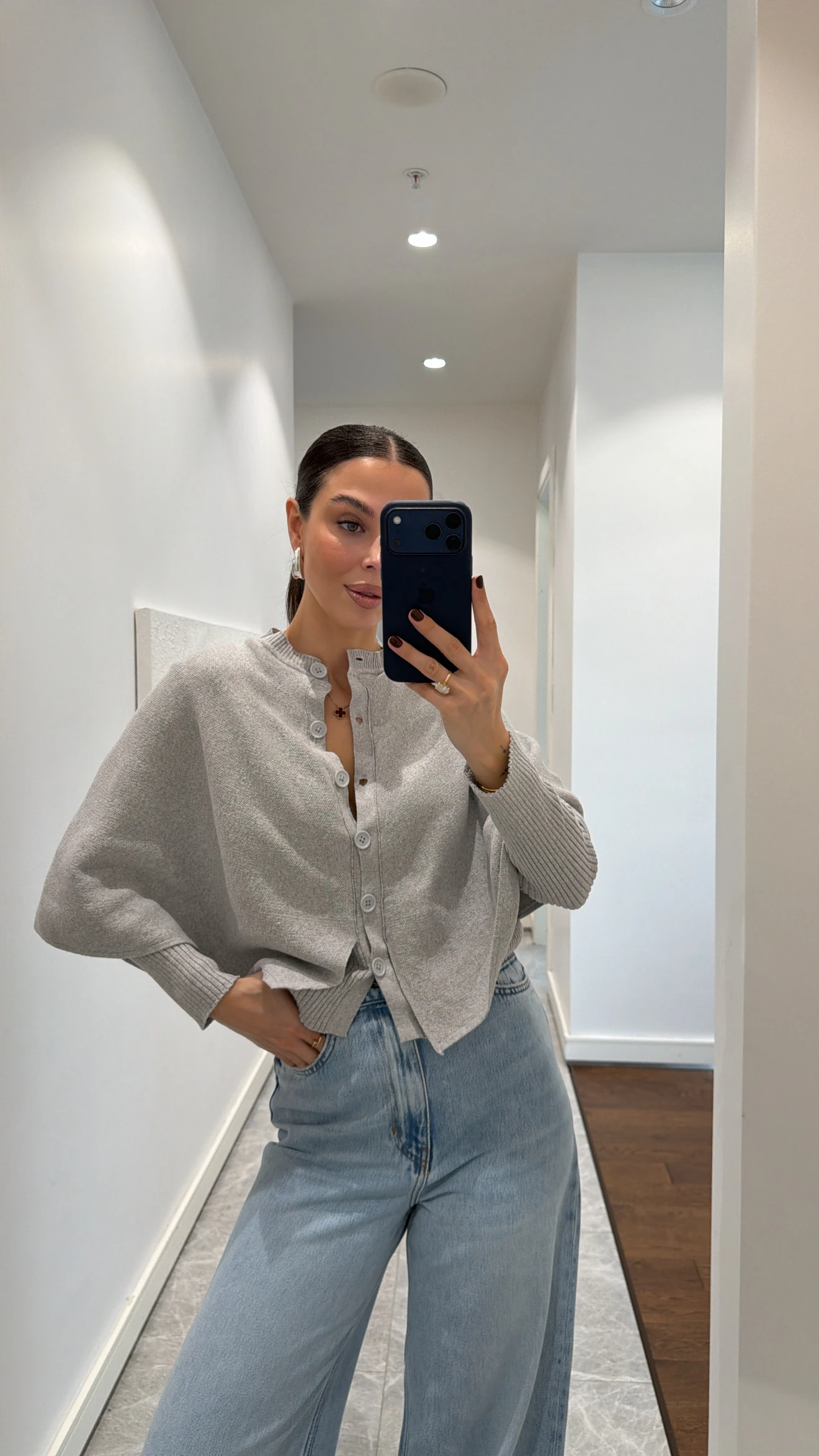 YARASA KOL TRİKO HIRKA - GRAY