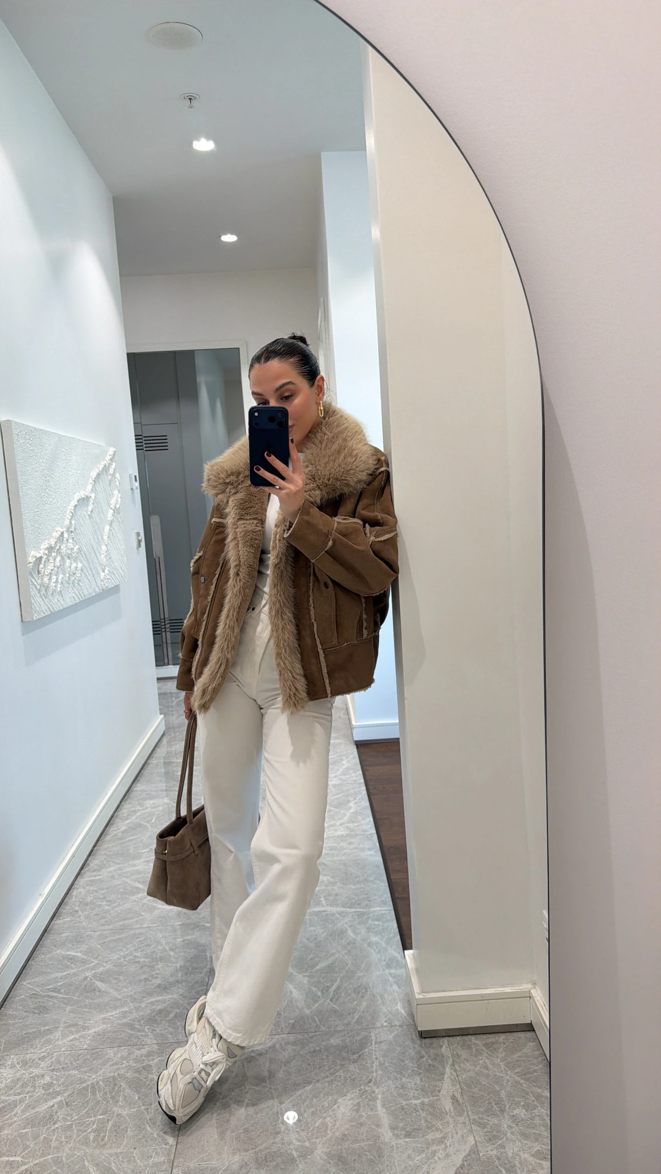 KAHVE KÜRK YAKALI MONT 