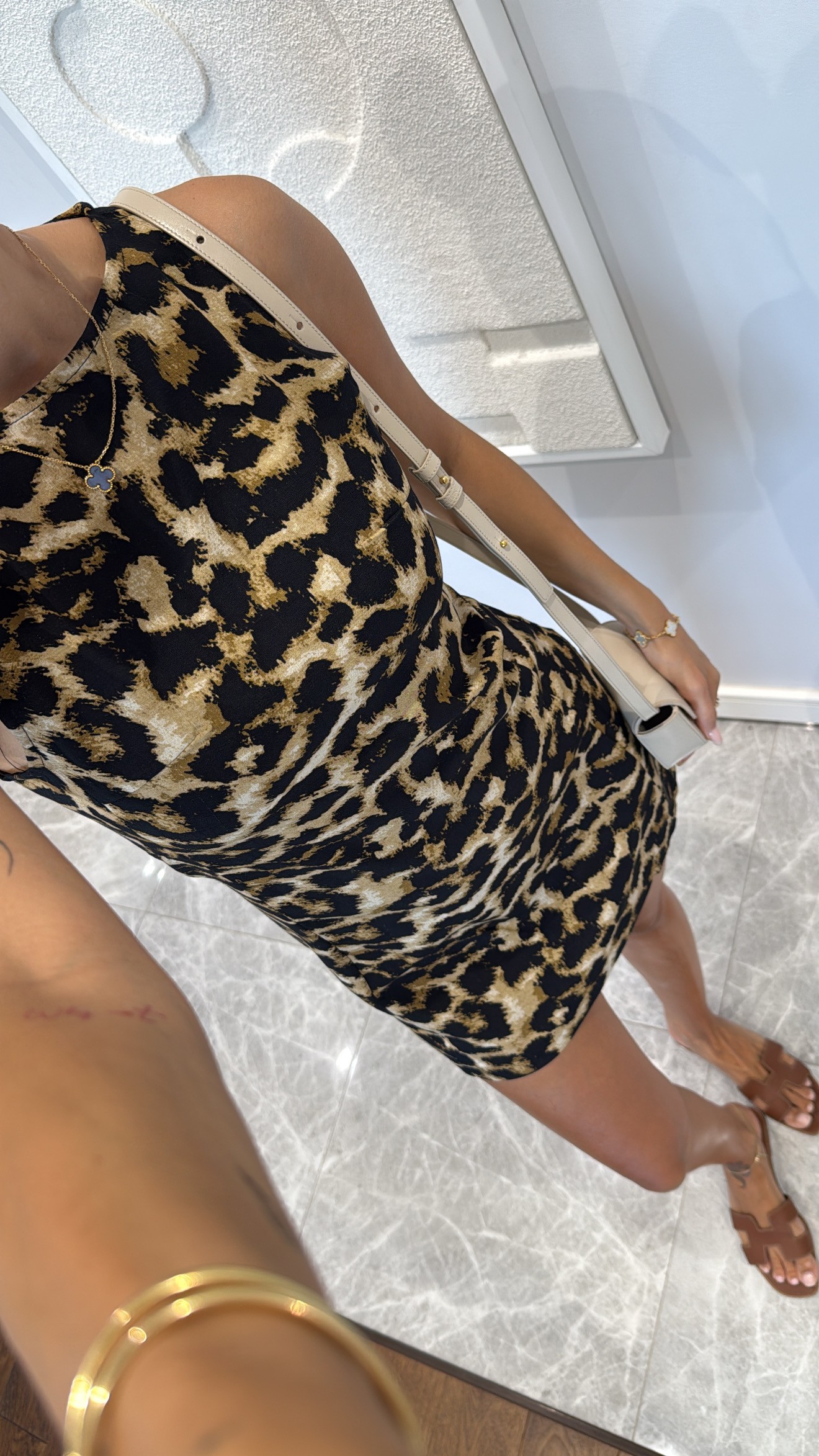 LEOPAR DESENLİ MİNİ ELBİSE