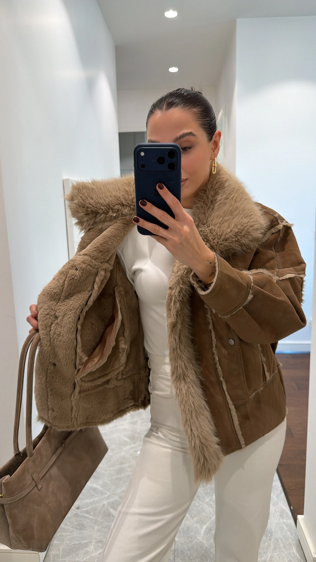 KAHVE KÜRK YAKALI MONT 