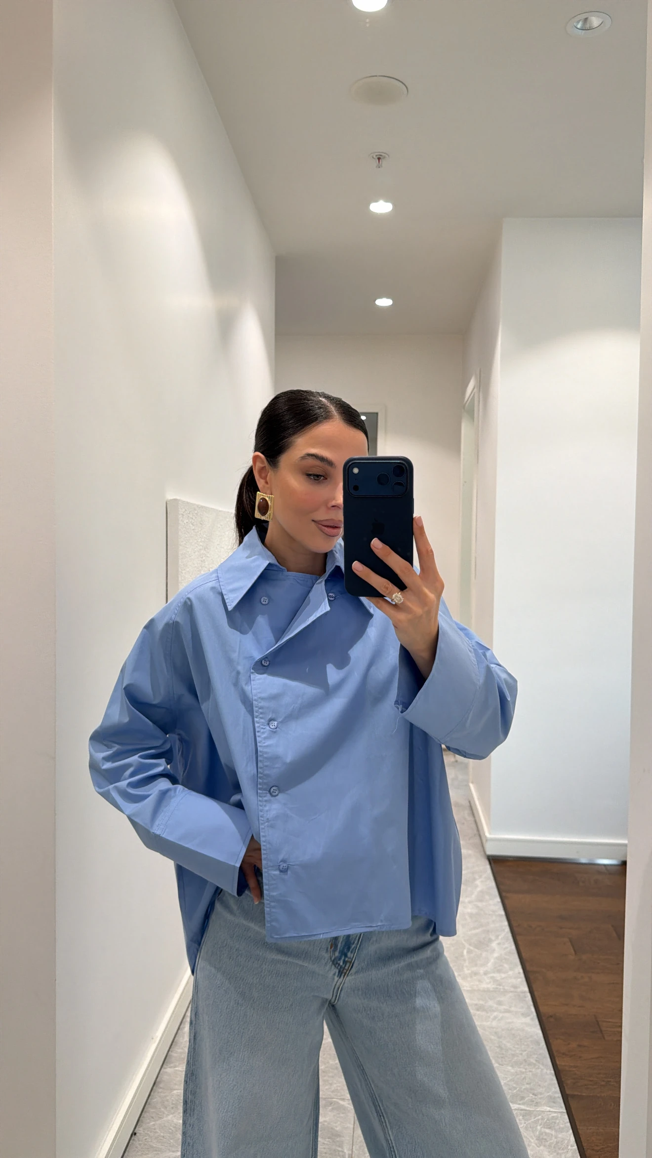 REGLAN POPLİN GÖMLEK - MAVİ