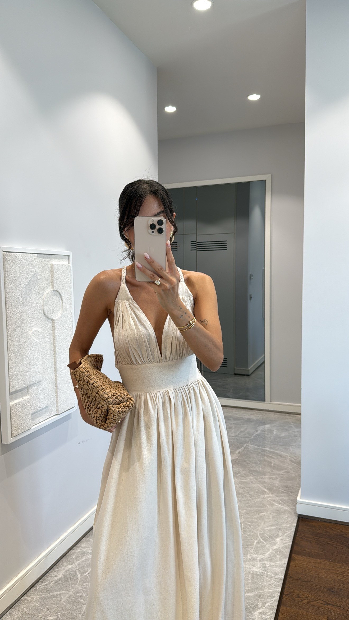 BEL DETAYLI BÜZGÜLÜ MAXİ ELBİSE