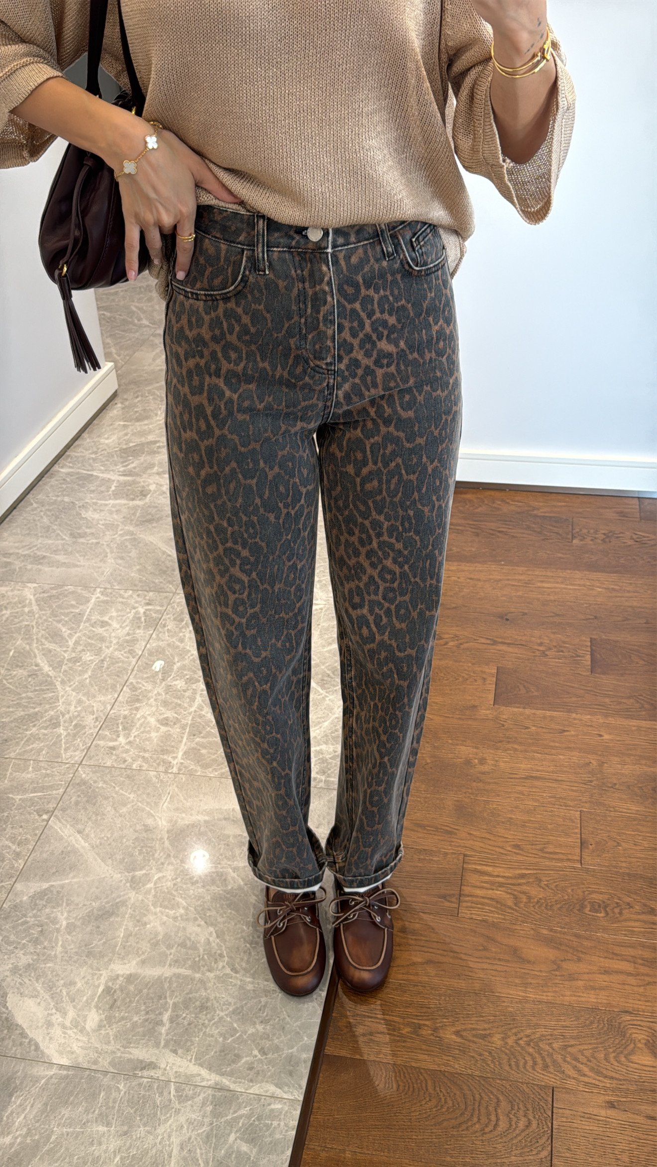 LEOPAR DESENLİ STRAİGHT JEAN