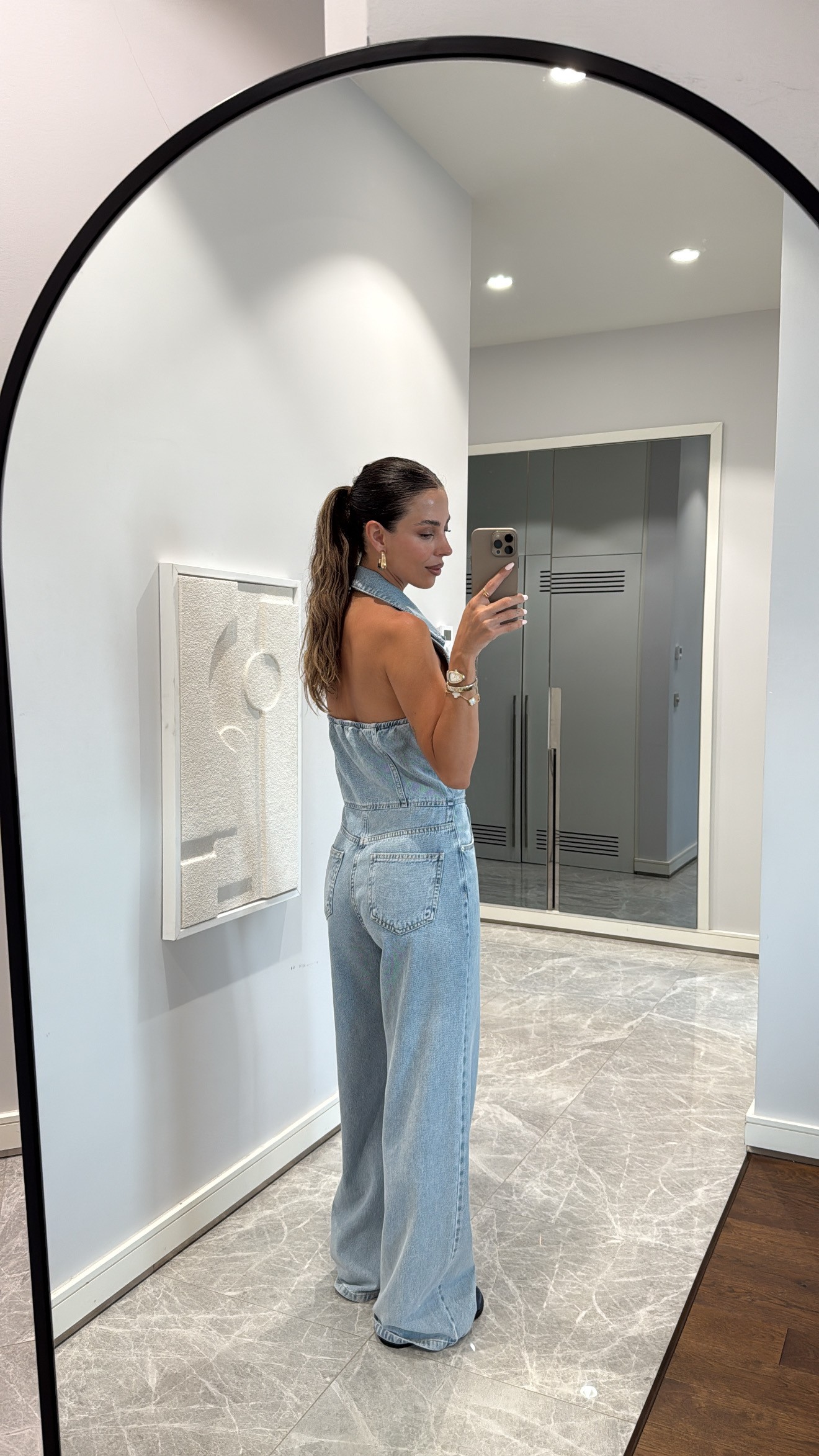 DÜĞME DETAYLI DENİM TULUM