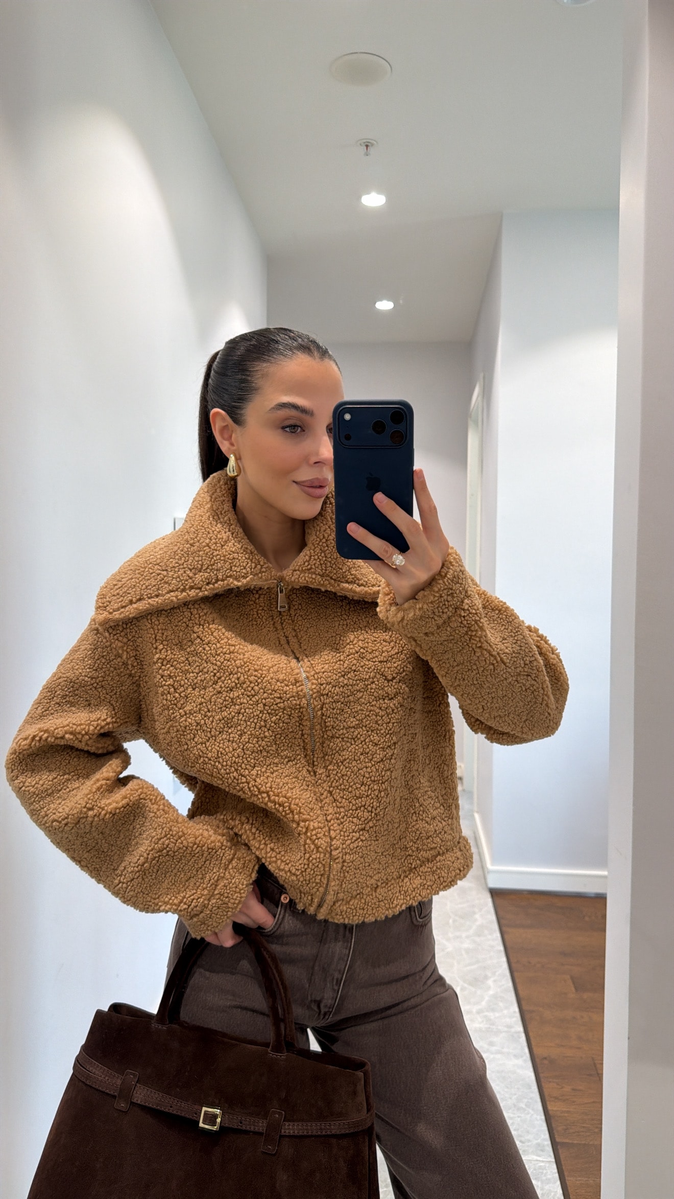 CAMEL PELUŞ FERMUARLI KABAN