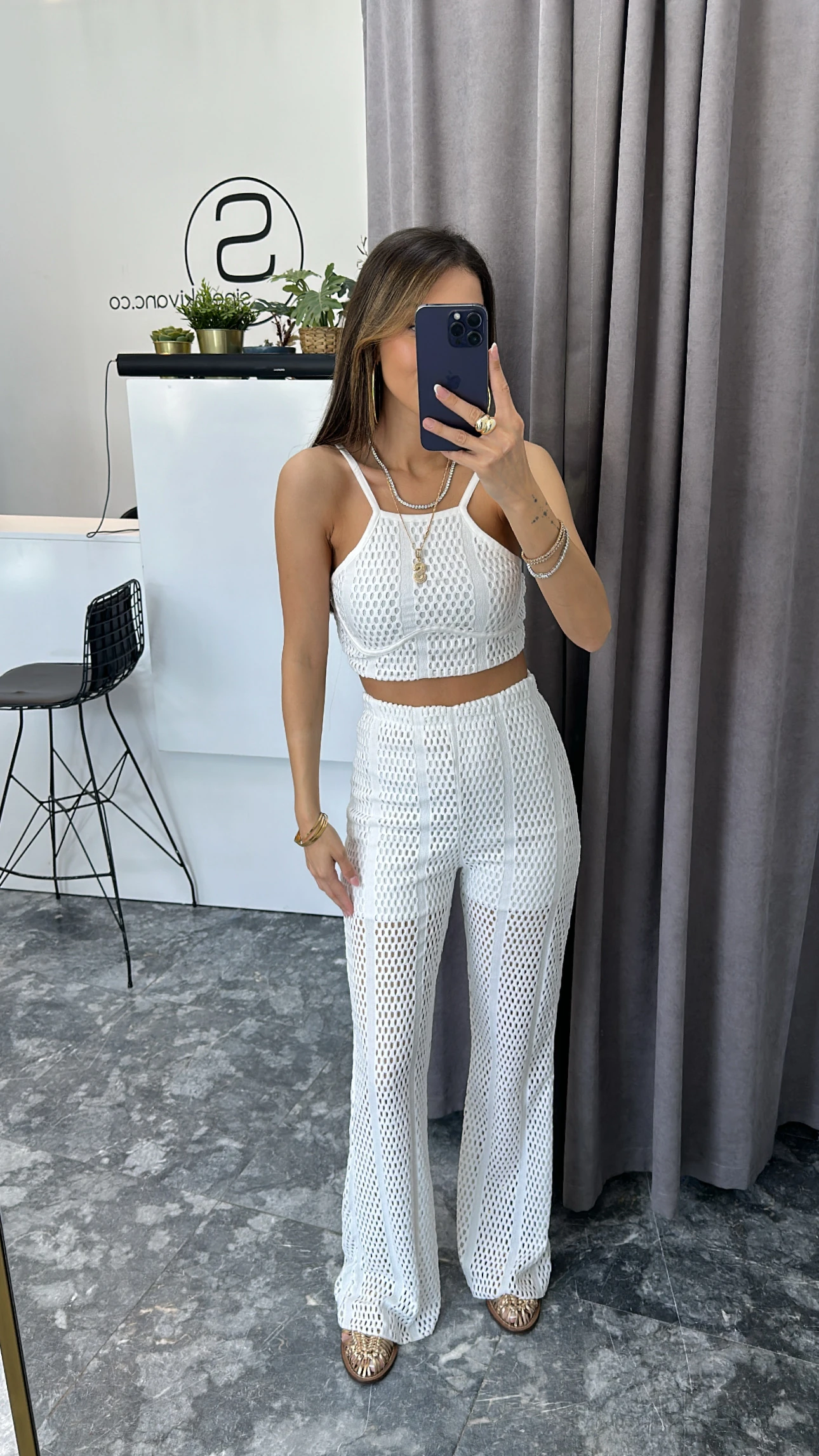 Line Patterned Suit White lined designer mesh pattern suit