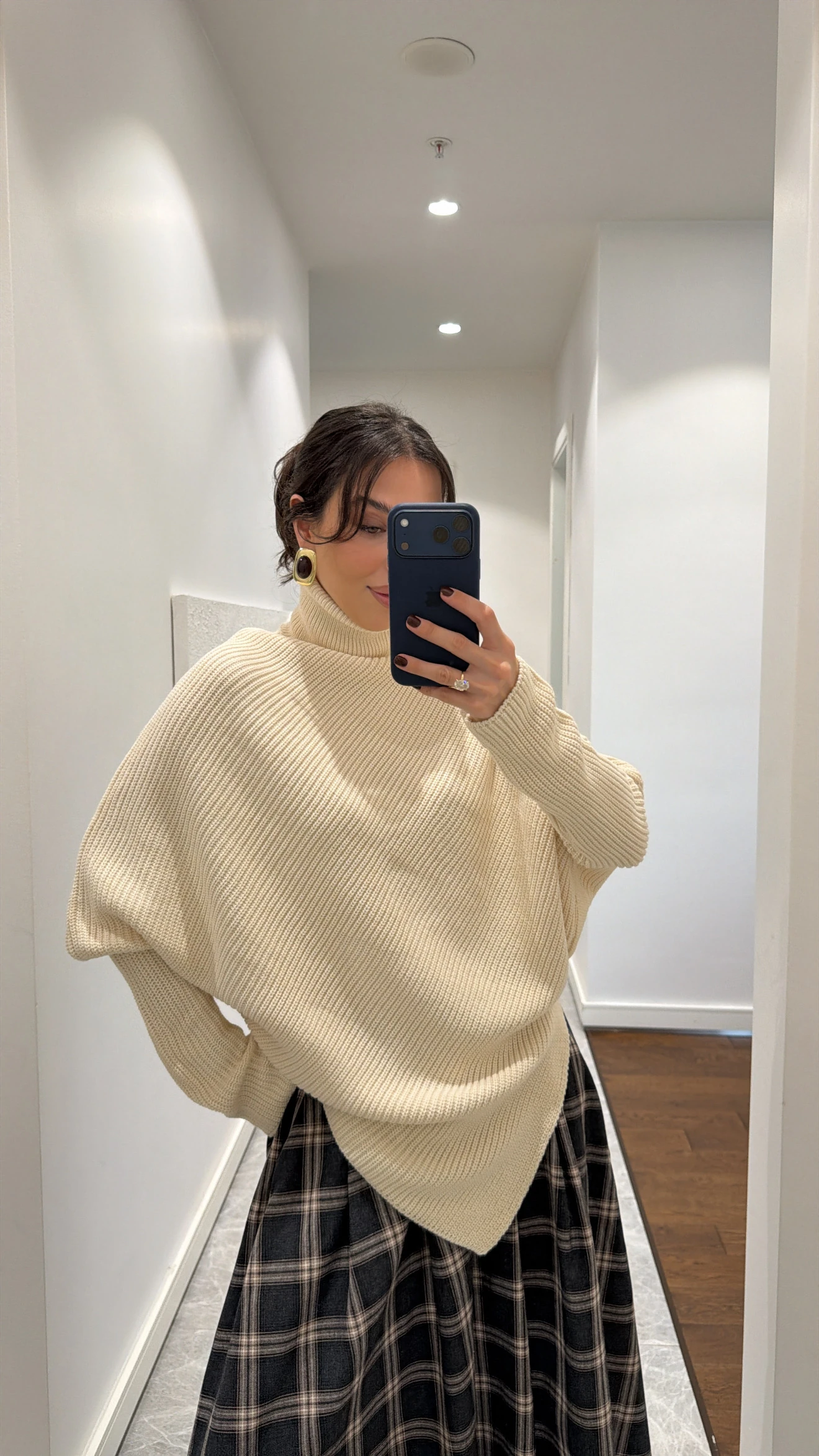 ASİMETRİK TRİKO KAZAK - EKRU