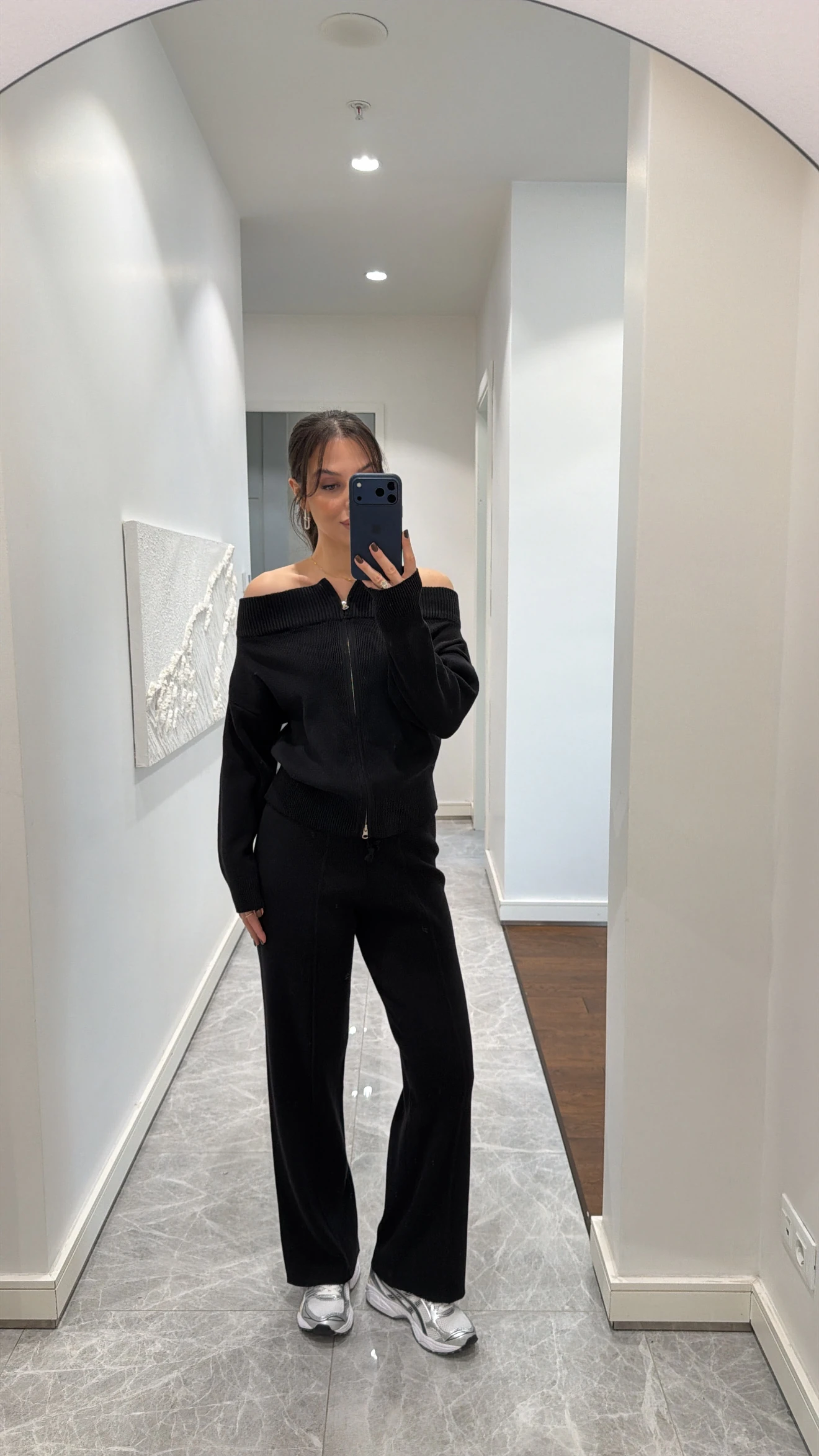 MADONNA YAKA ÇİFT FERMUARLI TRİKO TAKIM  - SİYAH