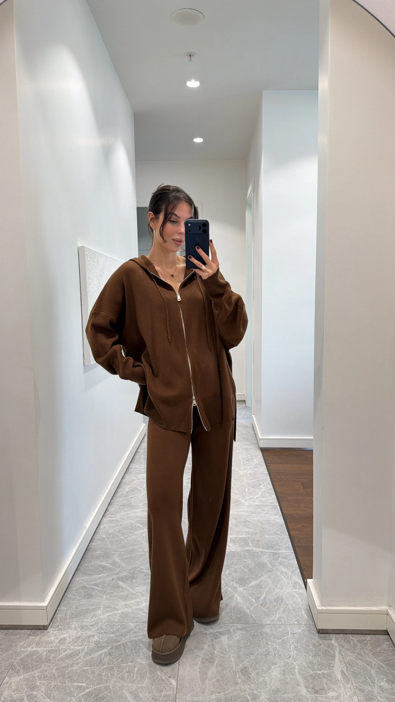 ÇİFT FERMUARLI TRİKO PANTOLON TAKIM - ACI KAHVE