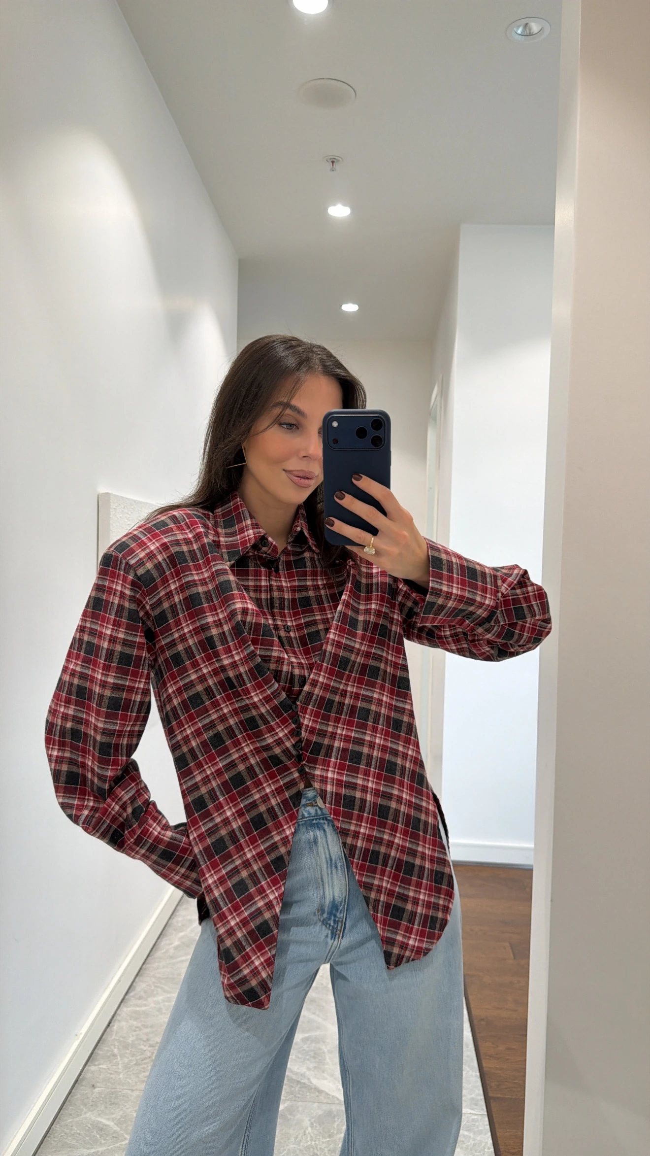 EKOSE DESEN VATKALI GÖMLEK - KIRMIZI