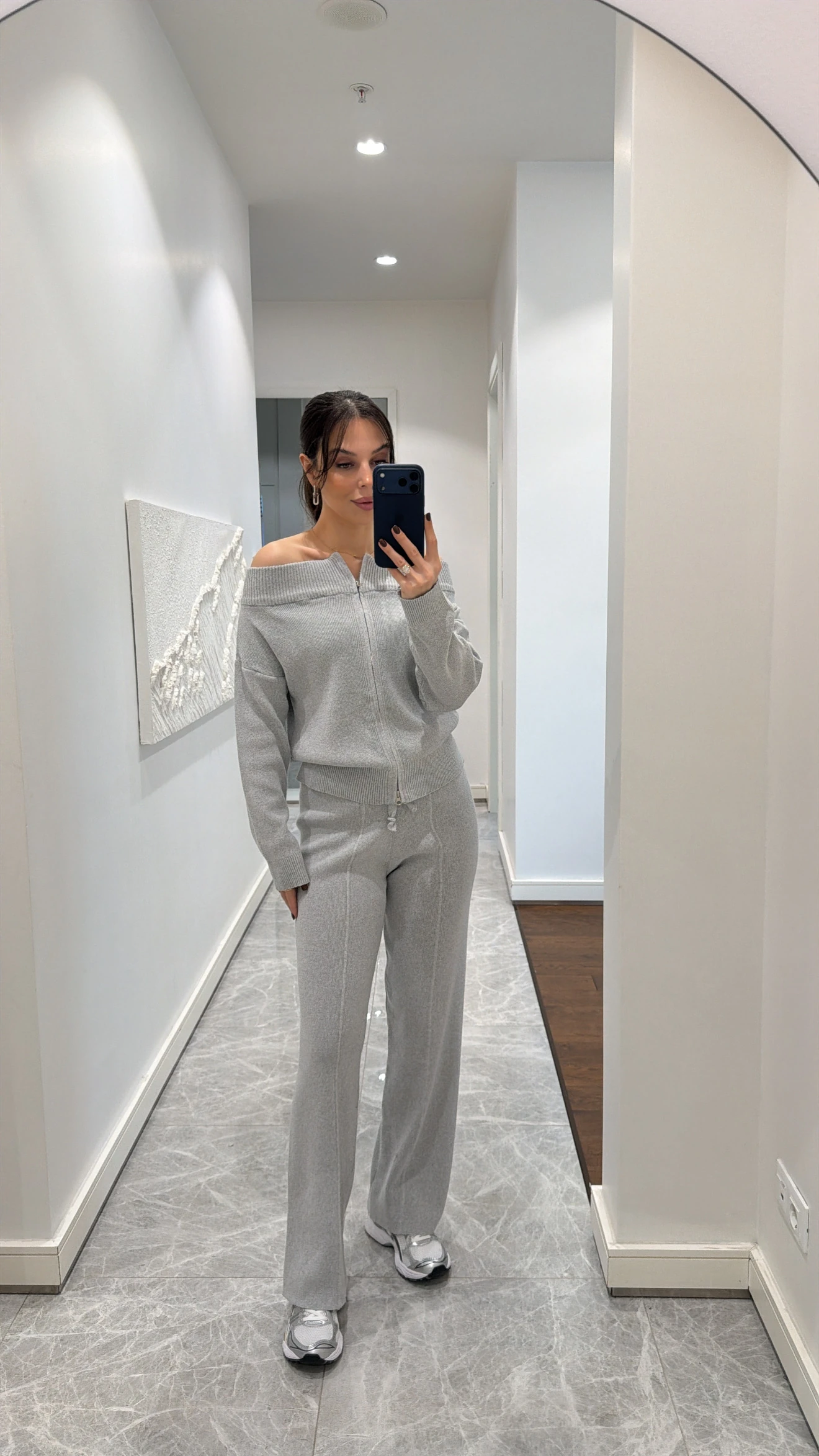 MADONNA YAKA ÇİFT FERMUARLI TRİKO TAKIM  - GRİ