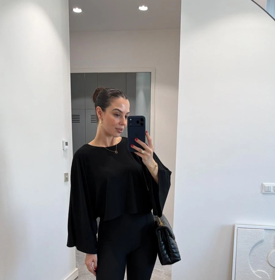 BAT SLEEVE BLOUSE - BLACK