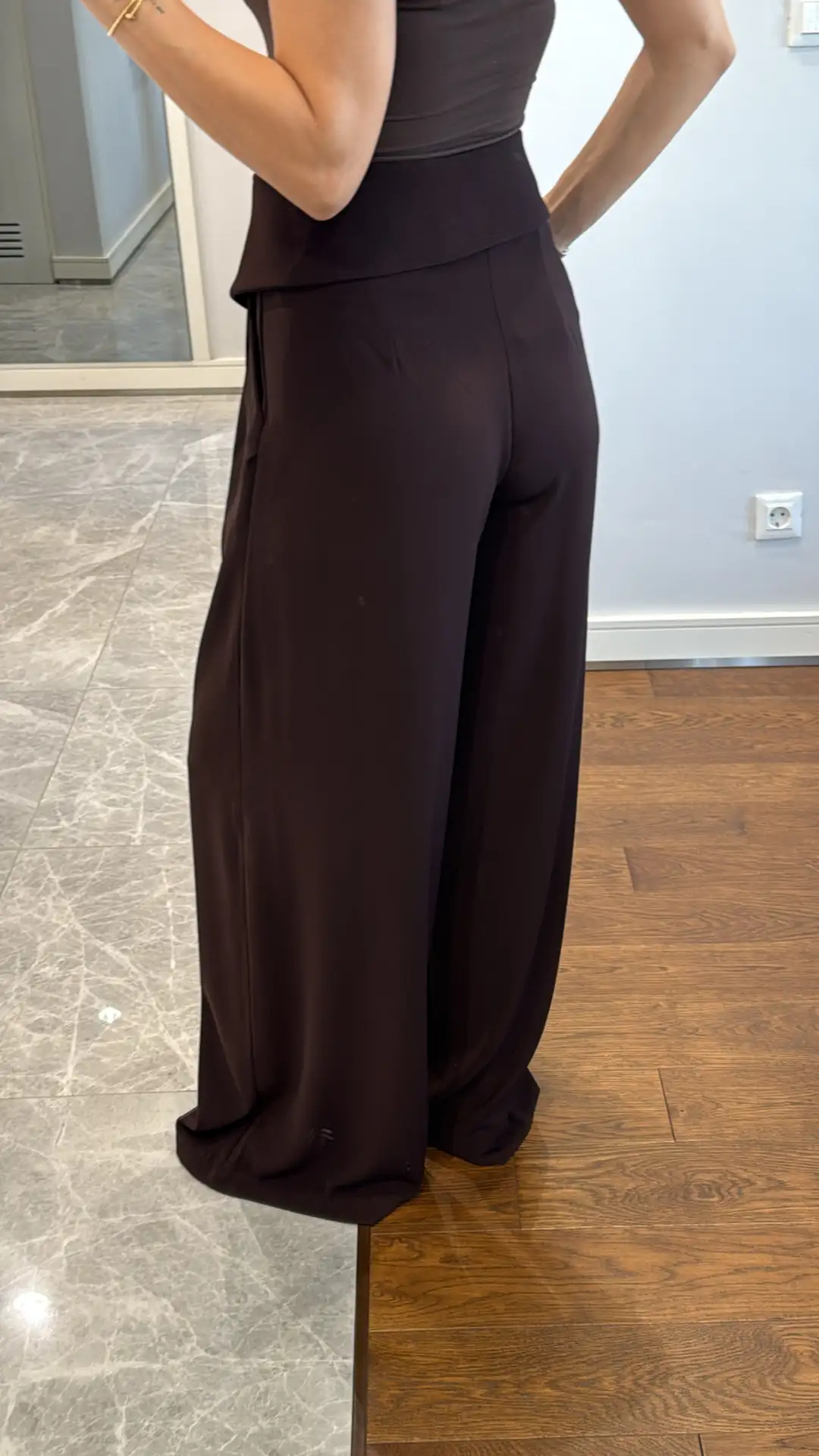 PALAZZO TROUSERS WITH TURNED WAIST DETAIL