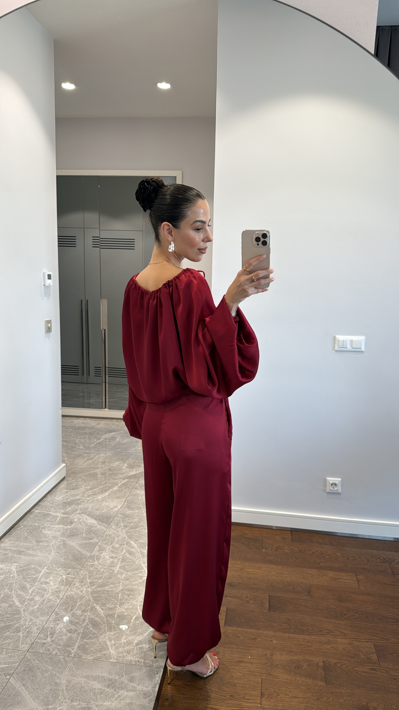 SATEN PAÇA DETAYLI PANTOLON TAKIM