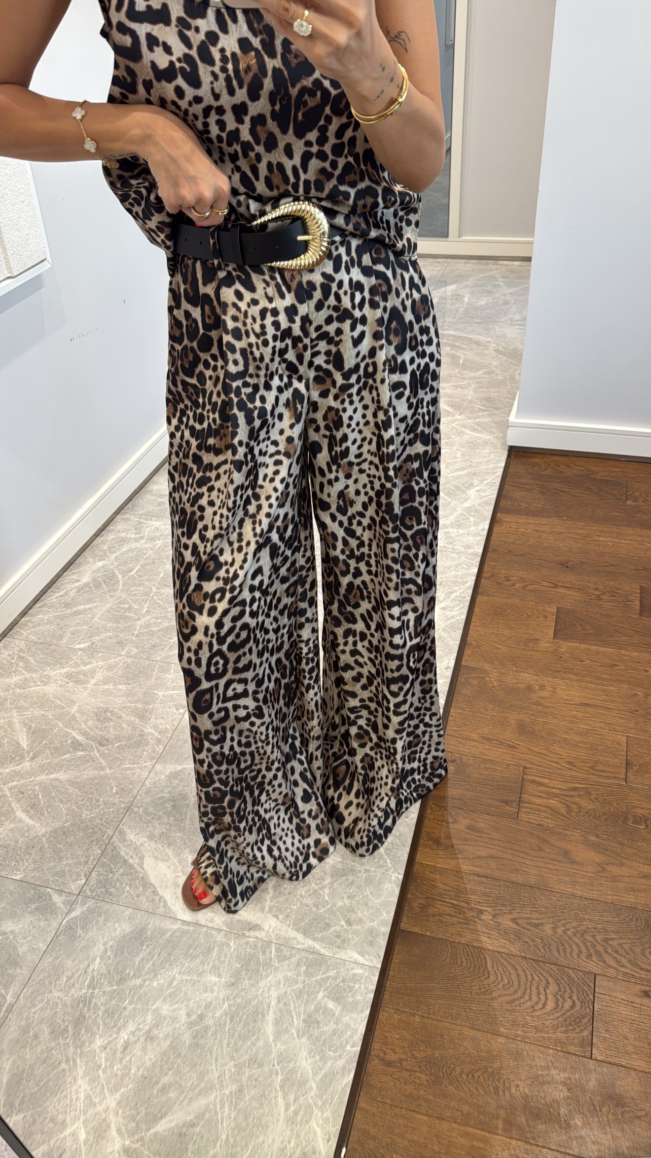LEOPAR DESENLİ SATEN PANTOLON TAKIM