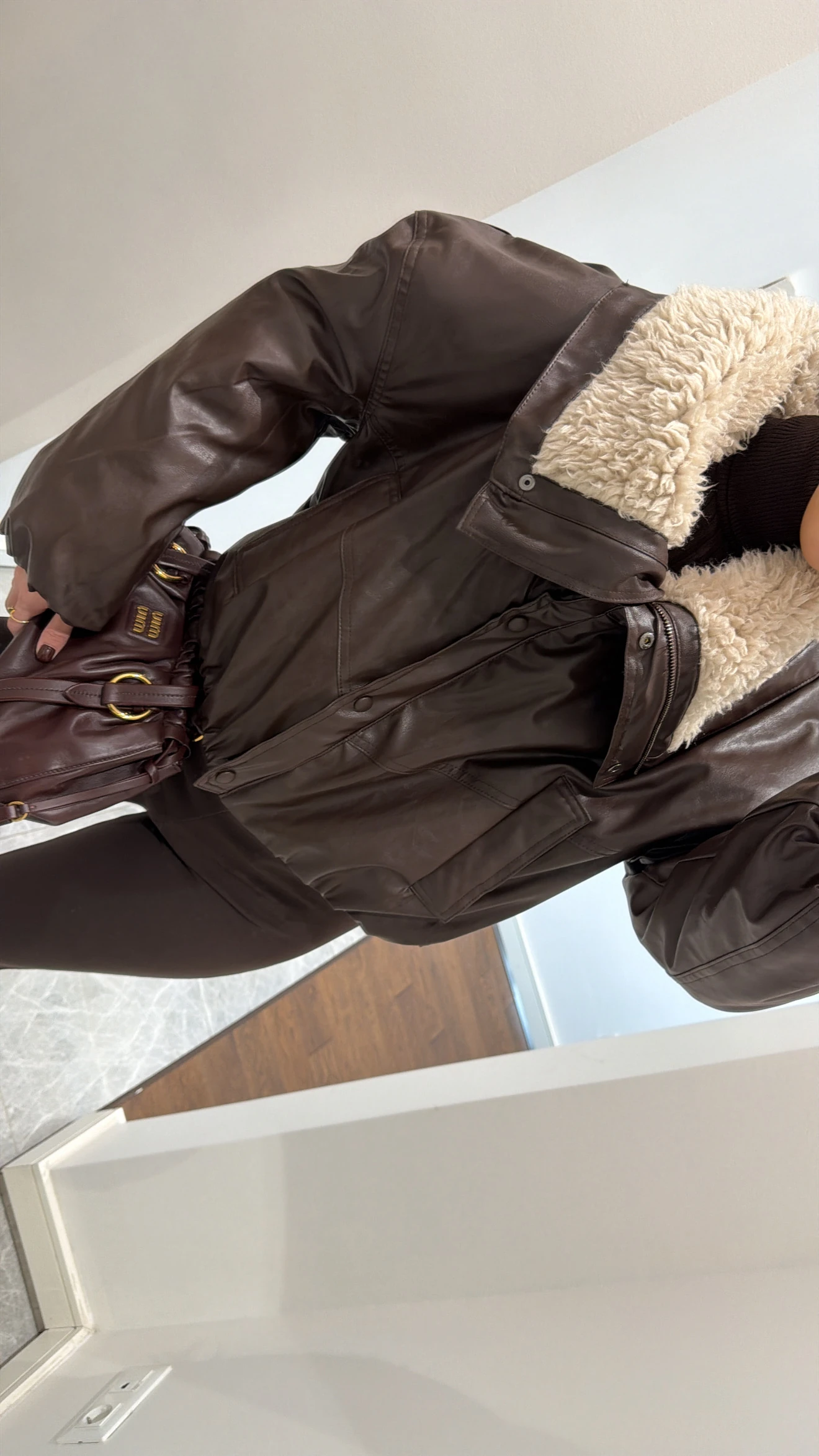 ACI KAHVE KÜRK YAKALI MONT