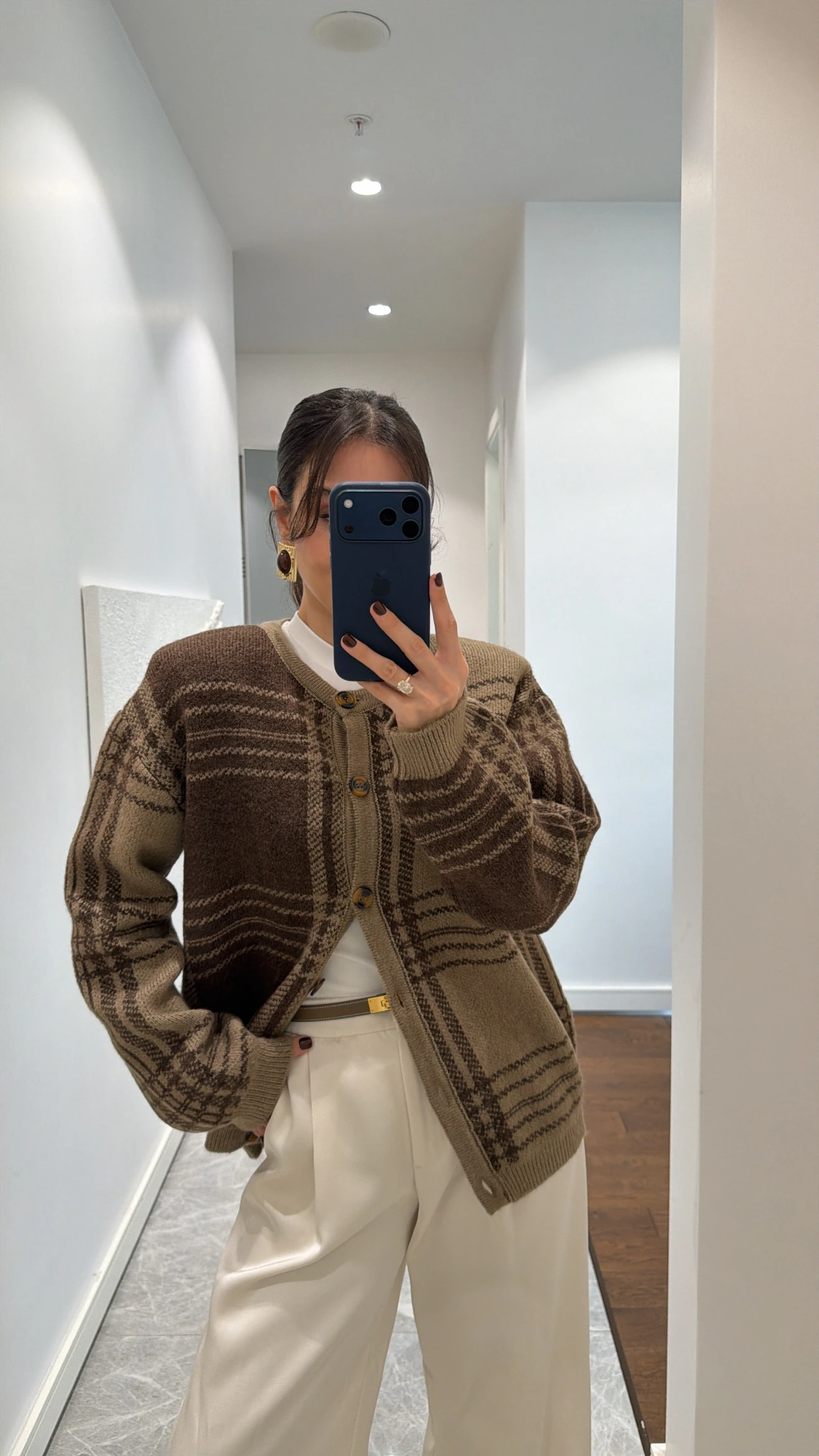 BİSİKLET YAKA ÇİZGİ DESENLİ HIRKA