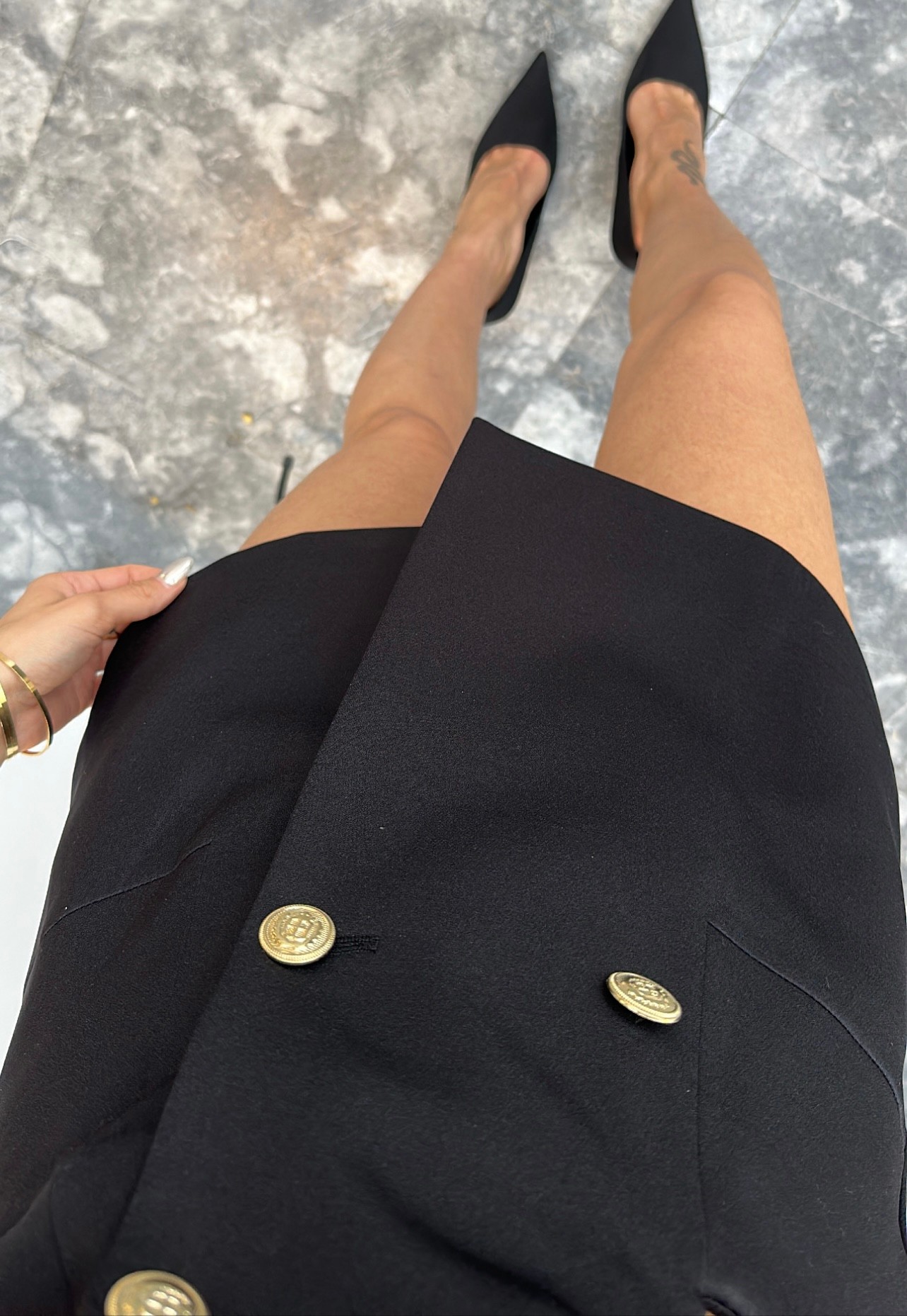 Siyah blazer şort tulum