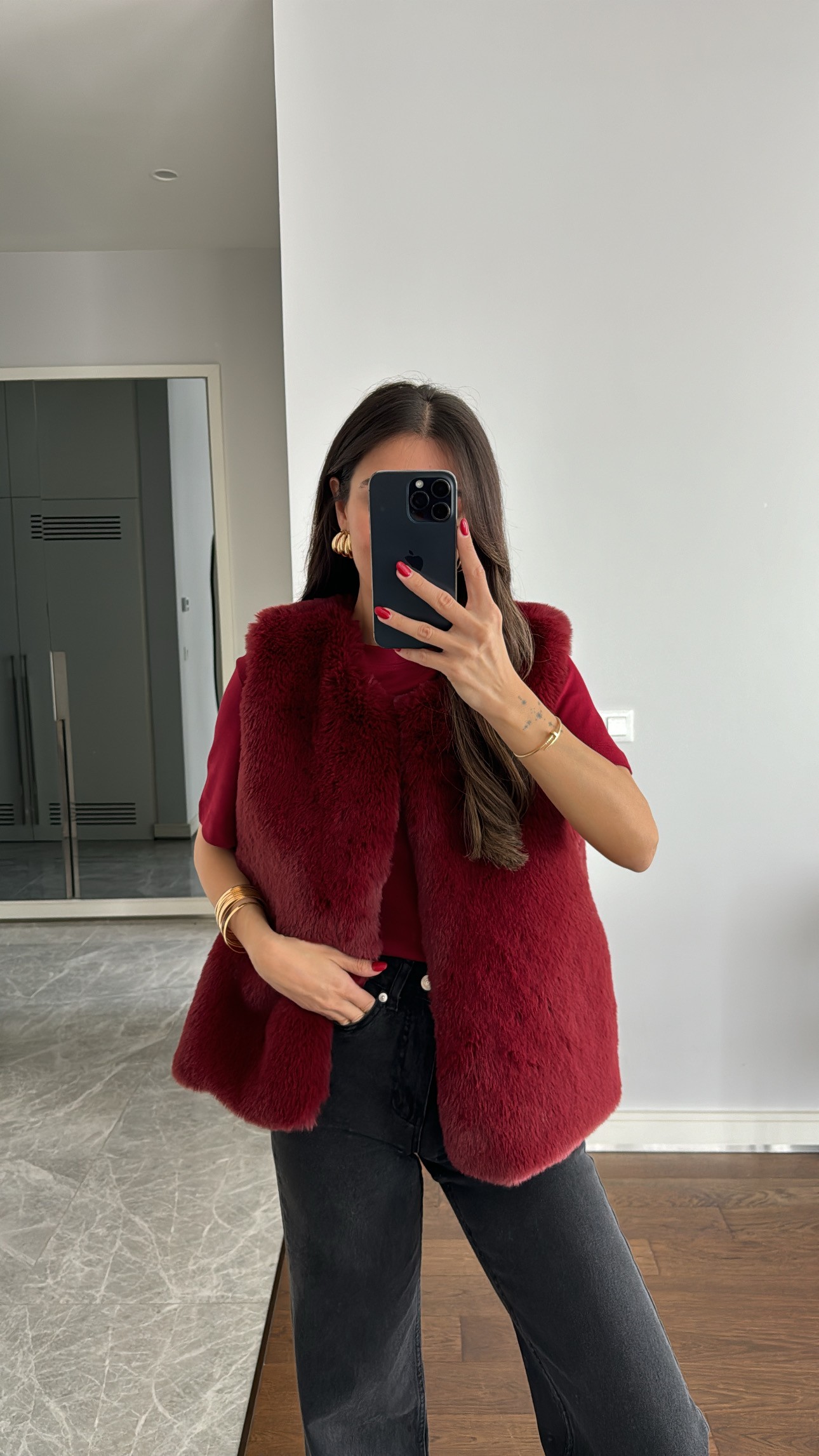 Marka Model Bordo Peluş Yelek