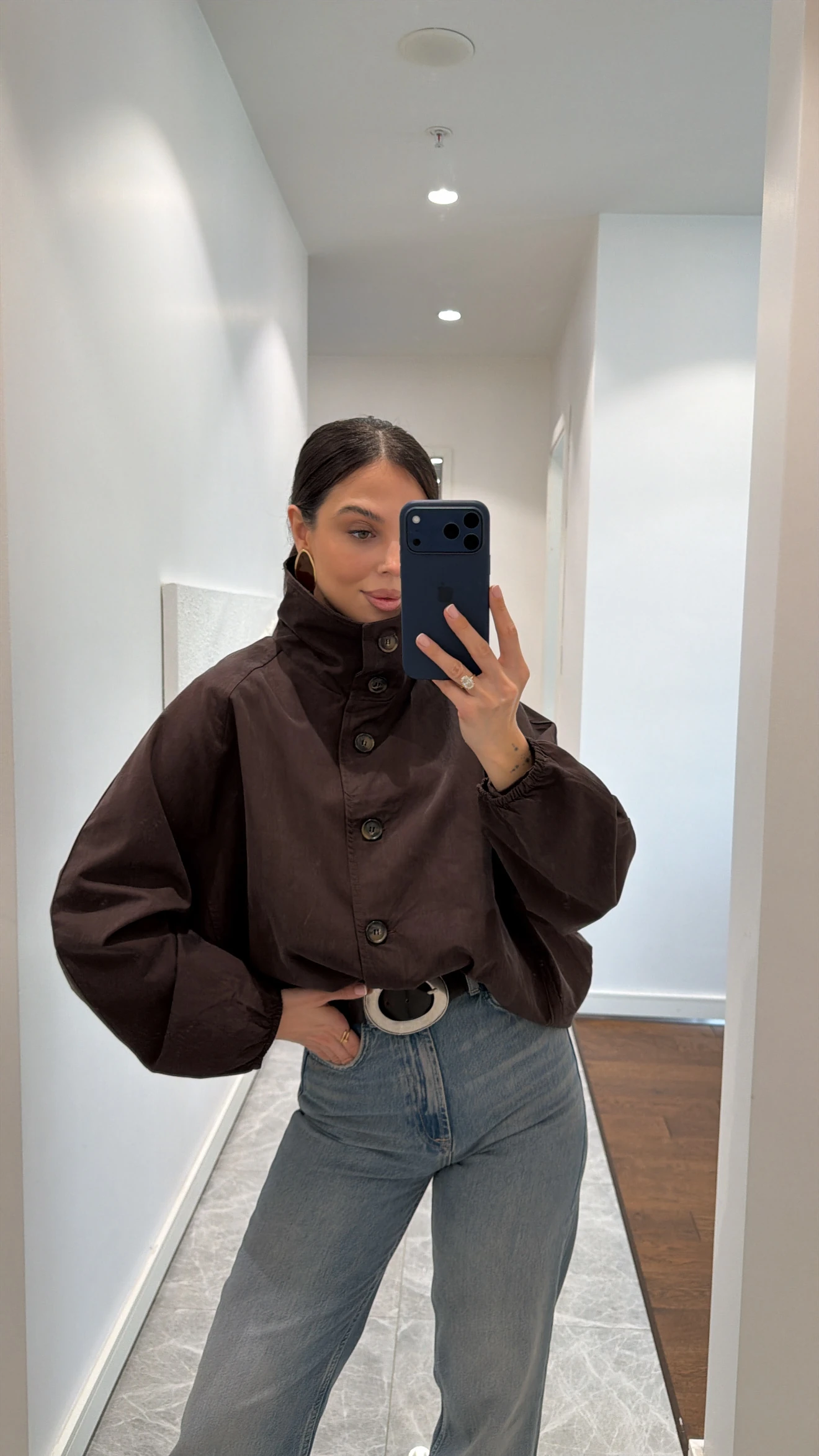 KAHVERENGİ YÜKSEK YAKA BOMBER CEKET