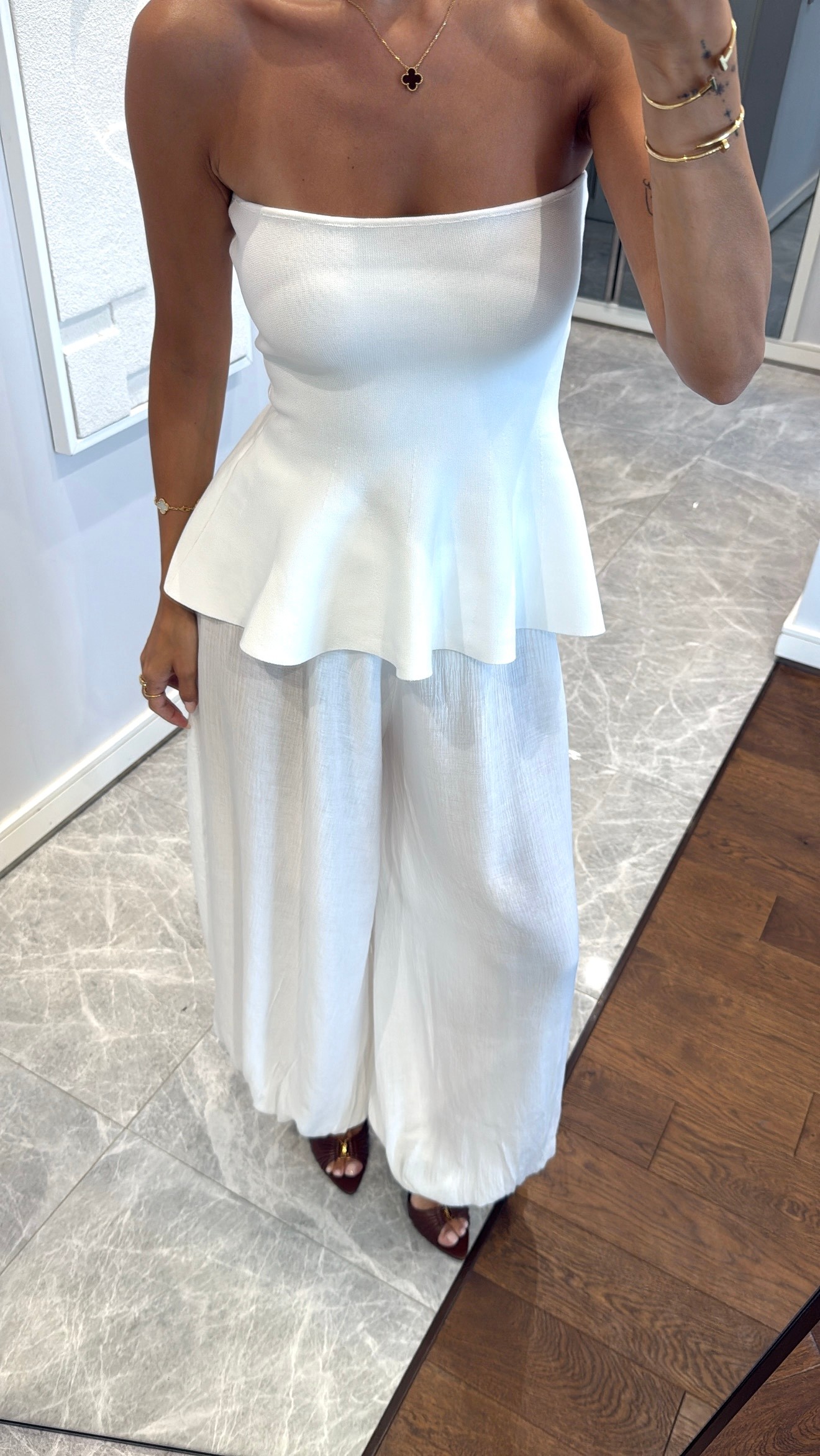 STRAPLEZ PEPLUM TRİKO BLUZ