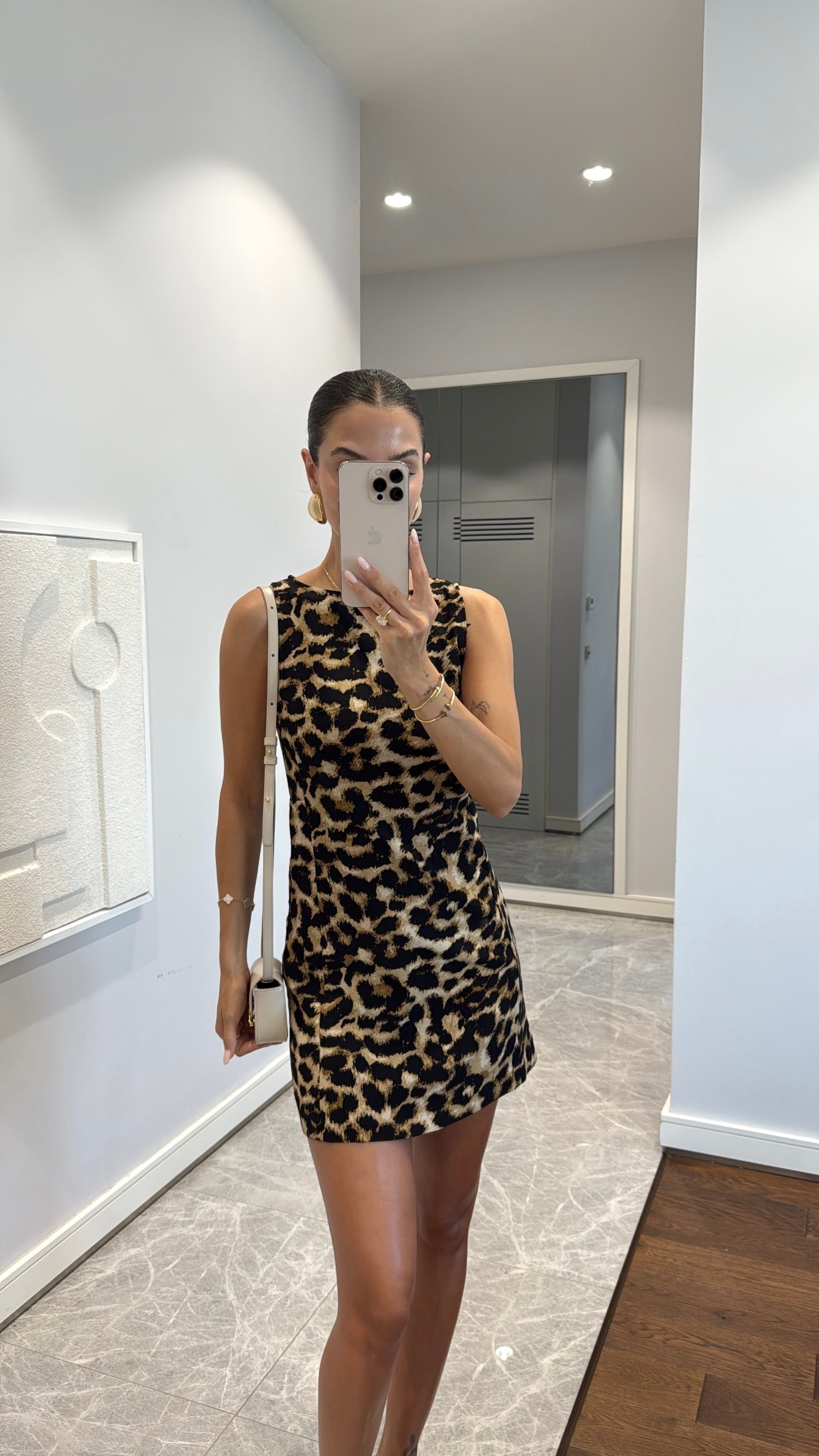 LEOPAR DESENLİ MİNİ ELBİSE