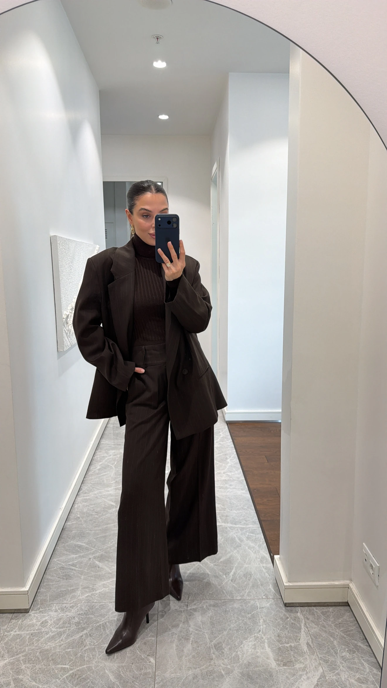 ACI KAHVE ÇİZGİLİ PANTOLON 