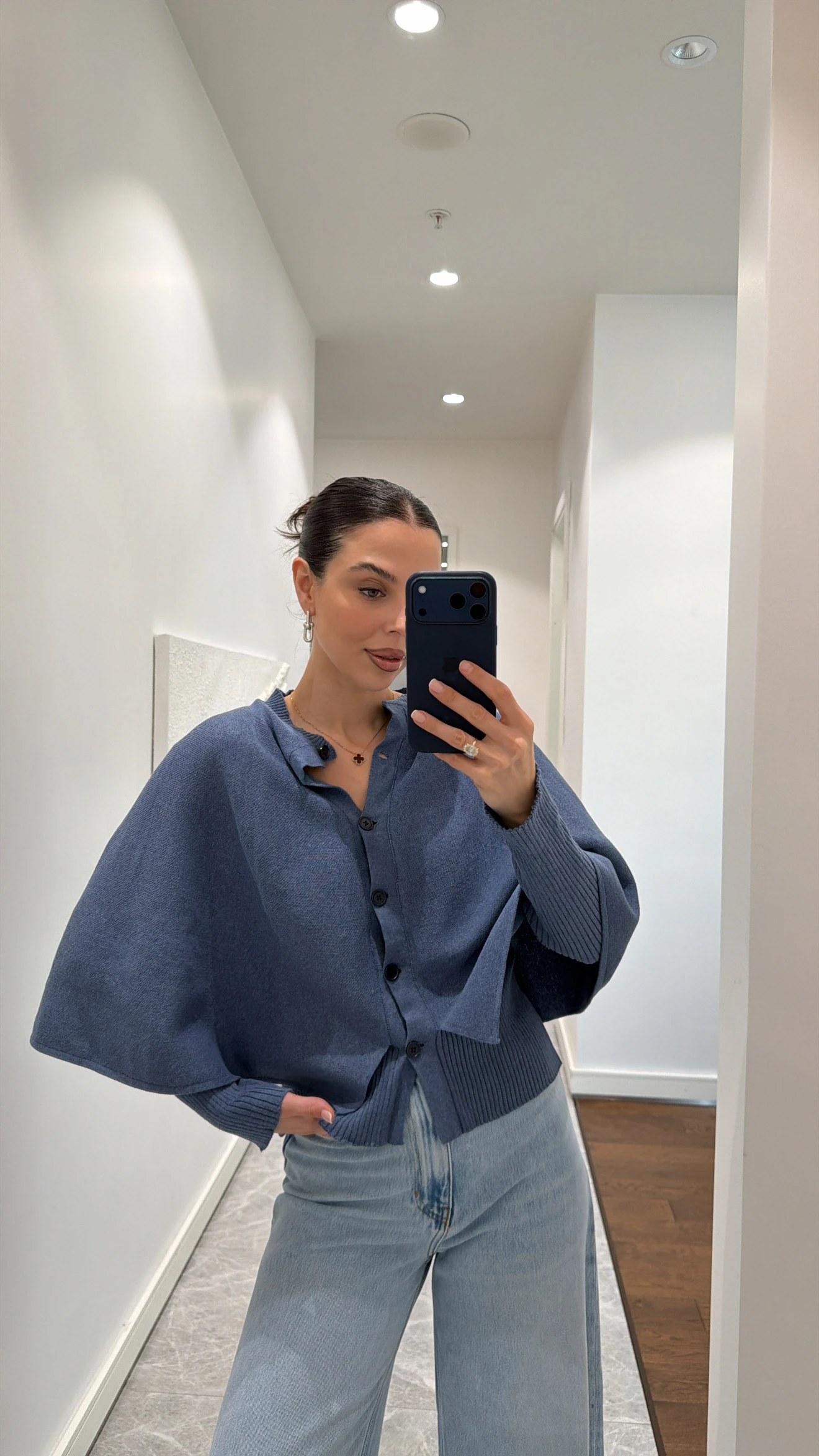 YARASA KOL TRİKO HIRKA - İNDİGO