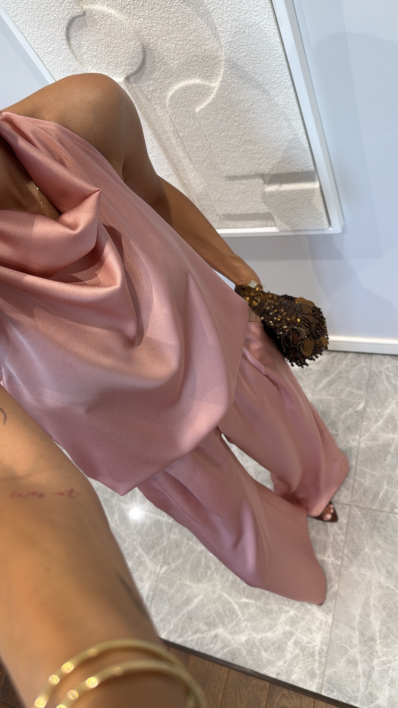 SATEN DRAPELİ PANTOLON TAKIM