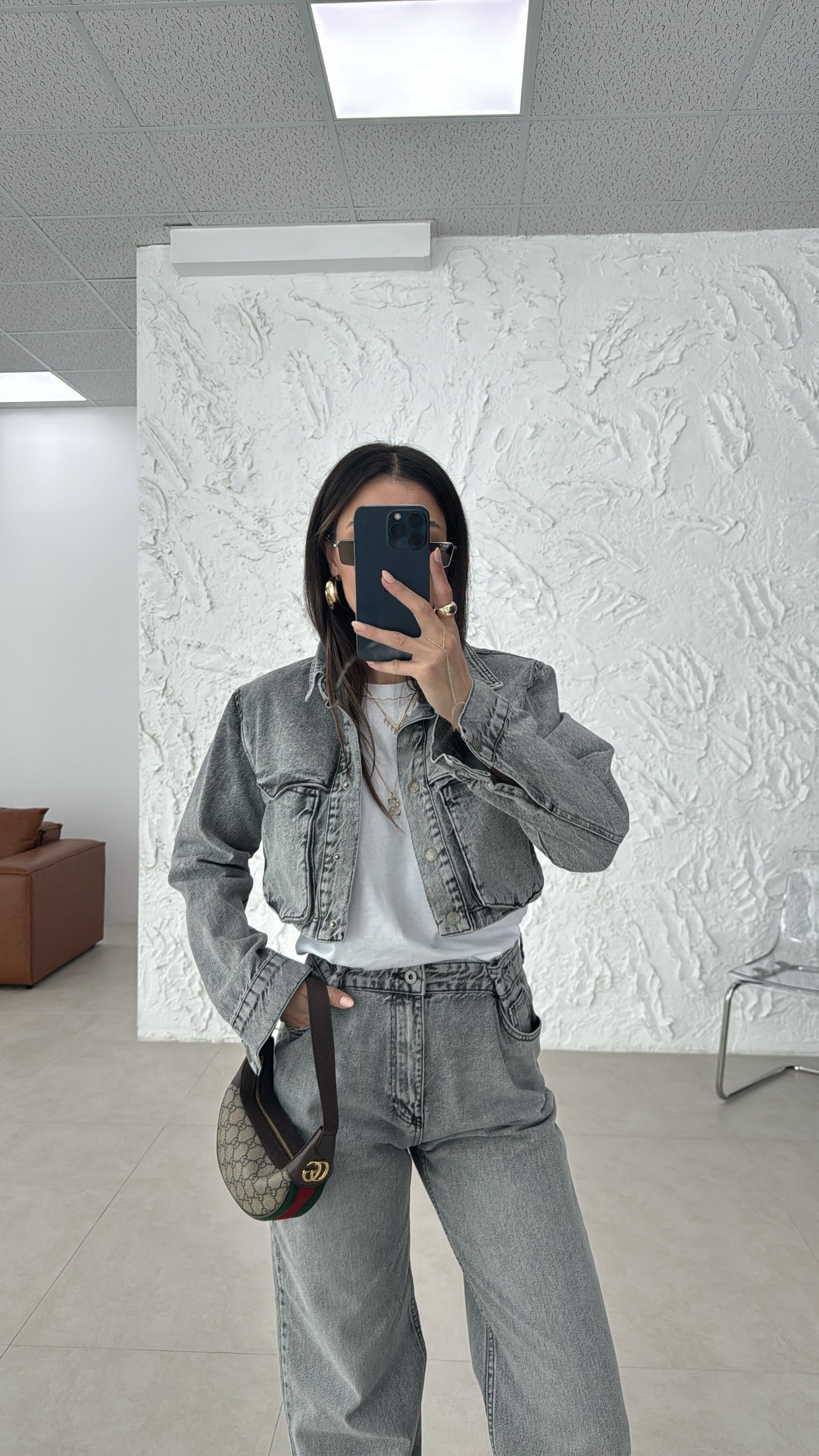 buz gri crop ceket