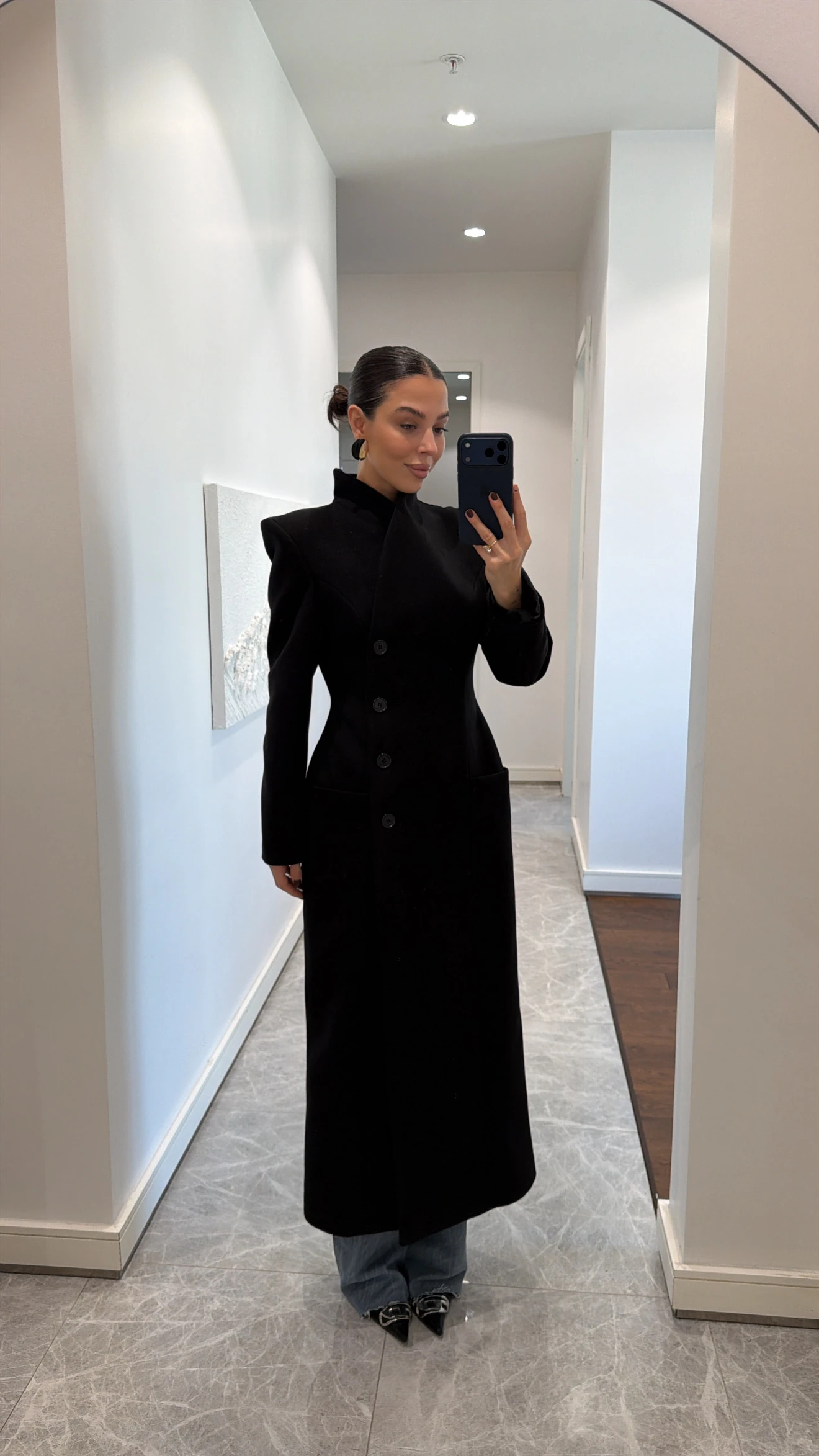 BELDEN OTURTMALI VATKALI  KAŞE KABAN - SİYAH