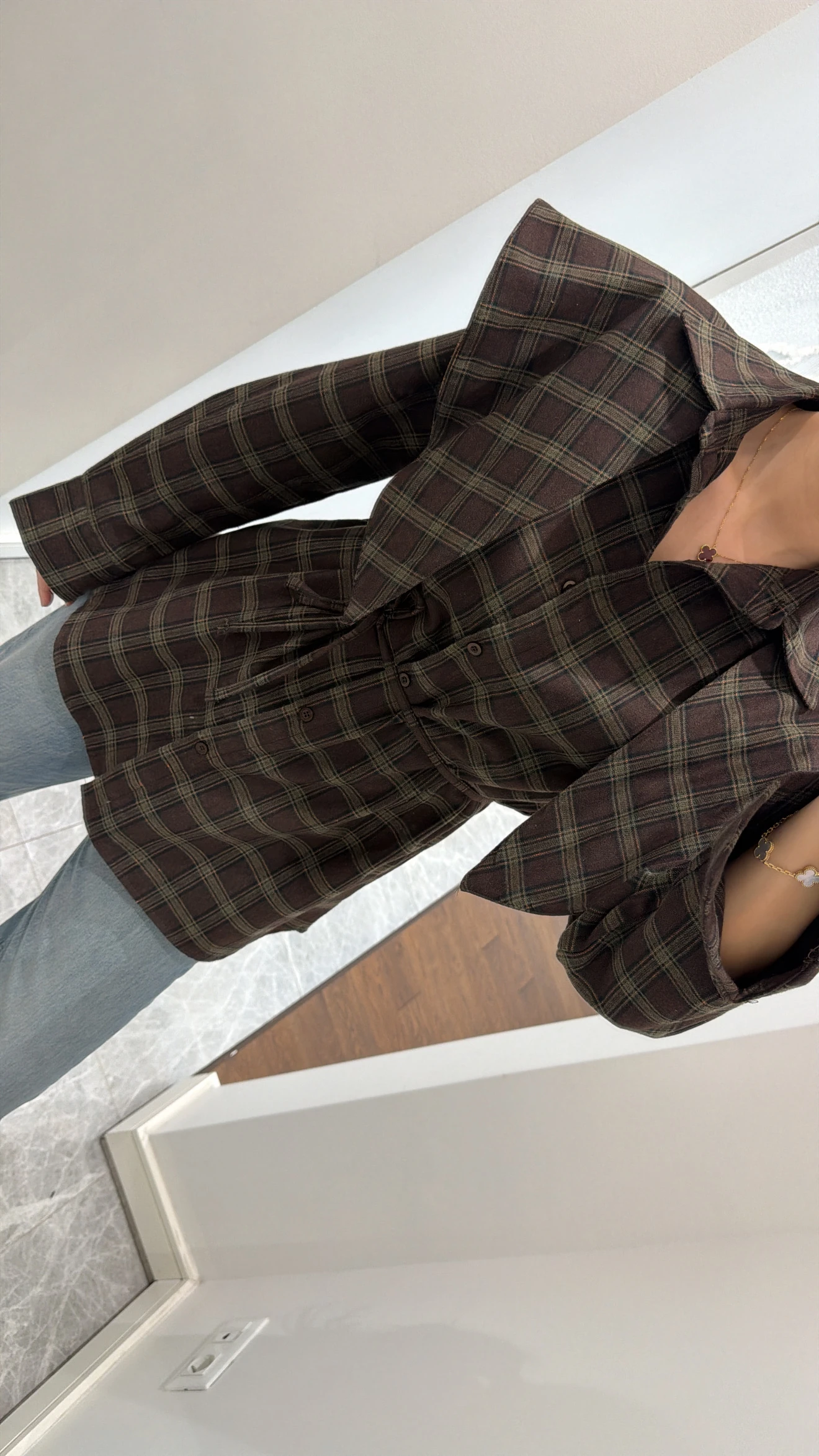 ŞAL DETAYLI EKOSE GÖMLEK 