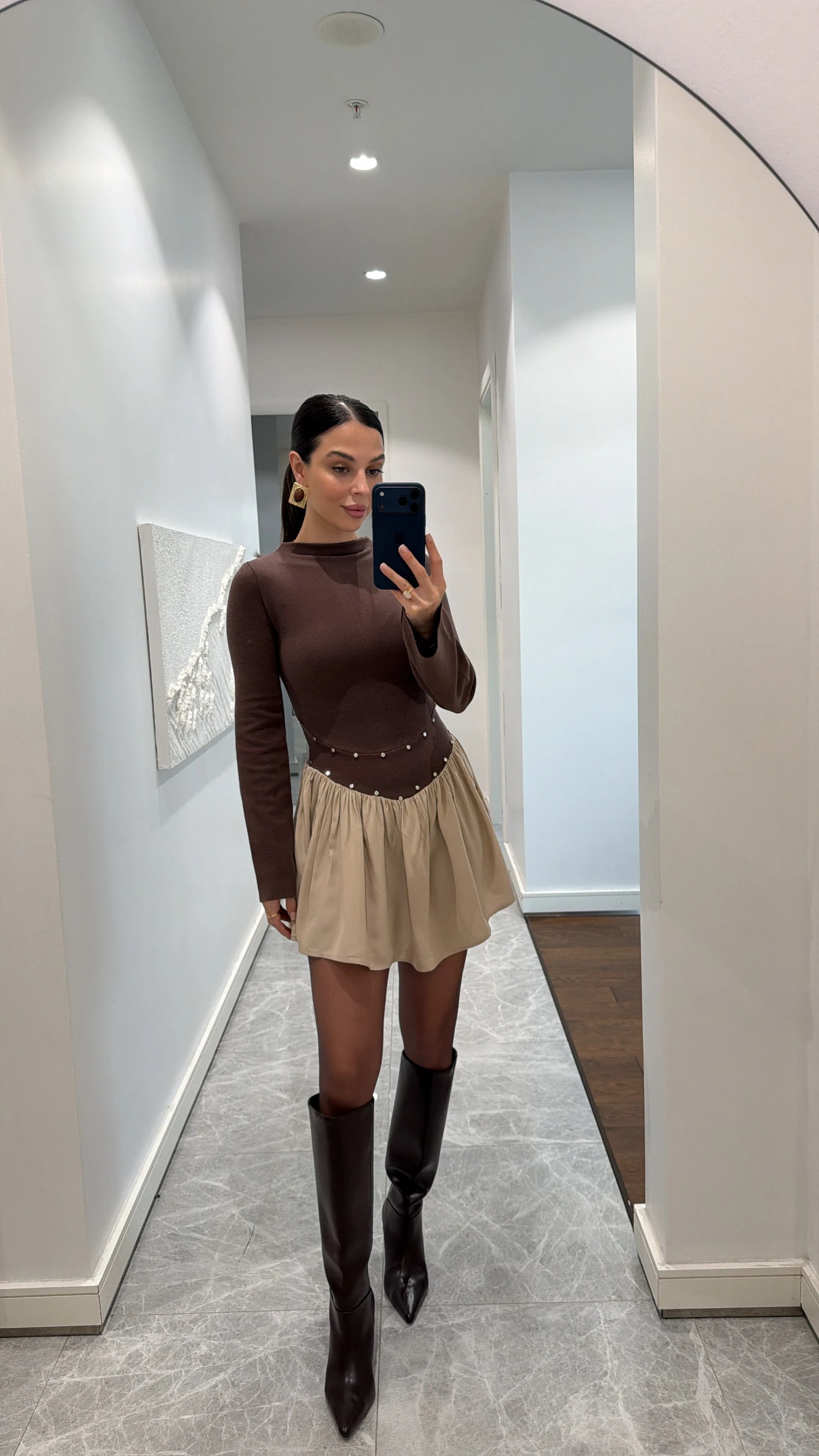 ZIMBA AKSESUARLI ELBİSE - KAHVE