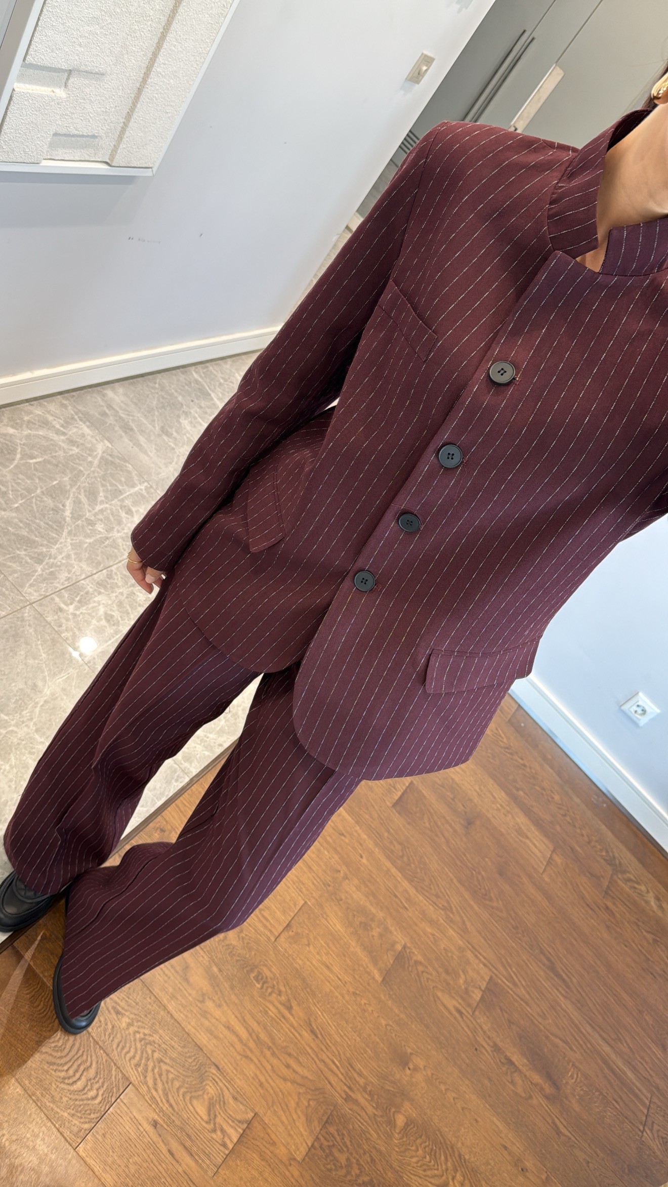 ÇİZGİ DESENLİ CEKET PANTOLON TAKIM