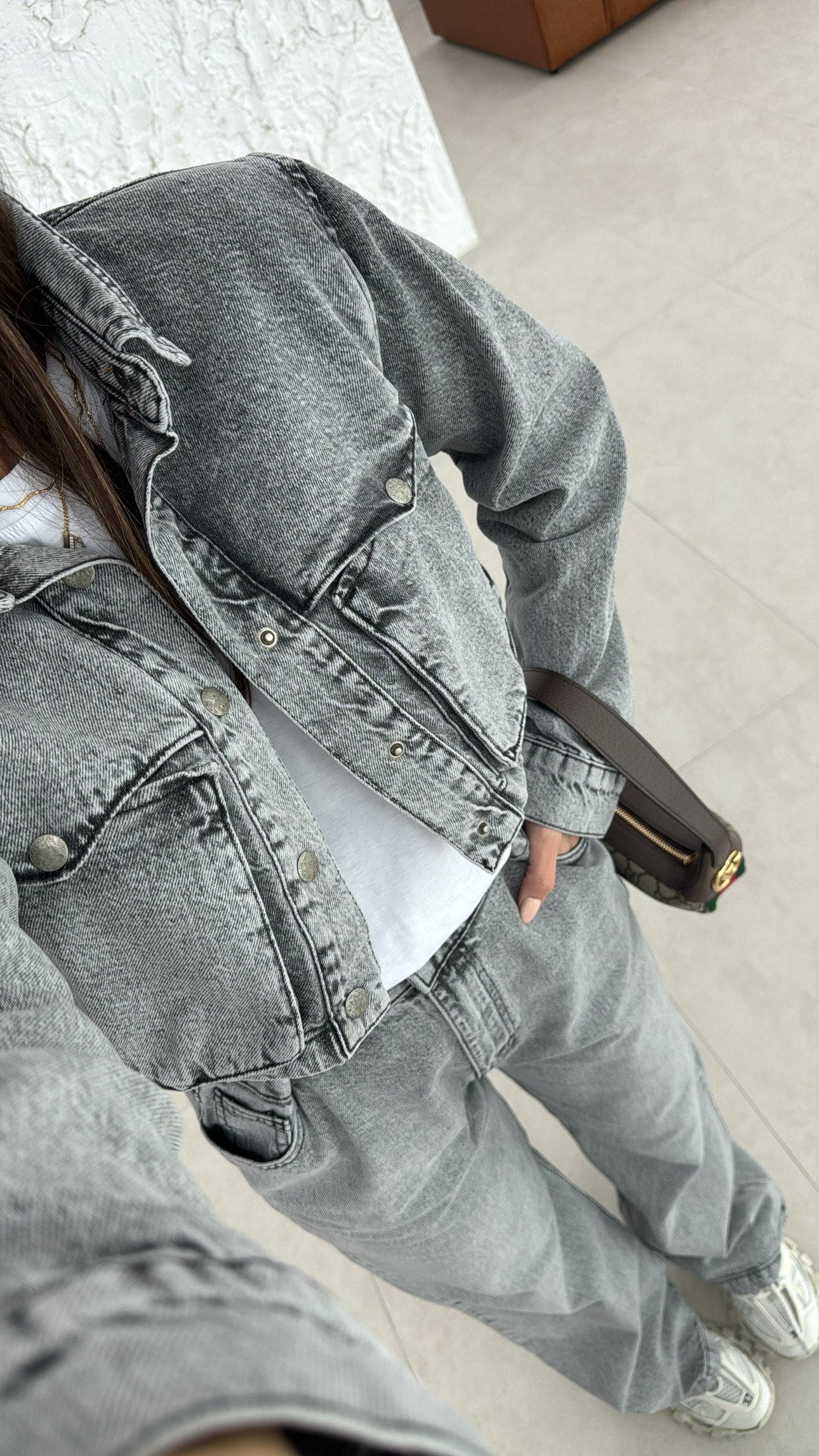 buz gri crop ceket