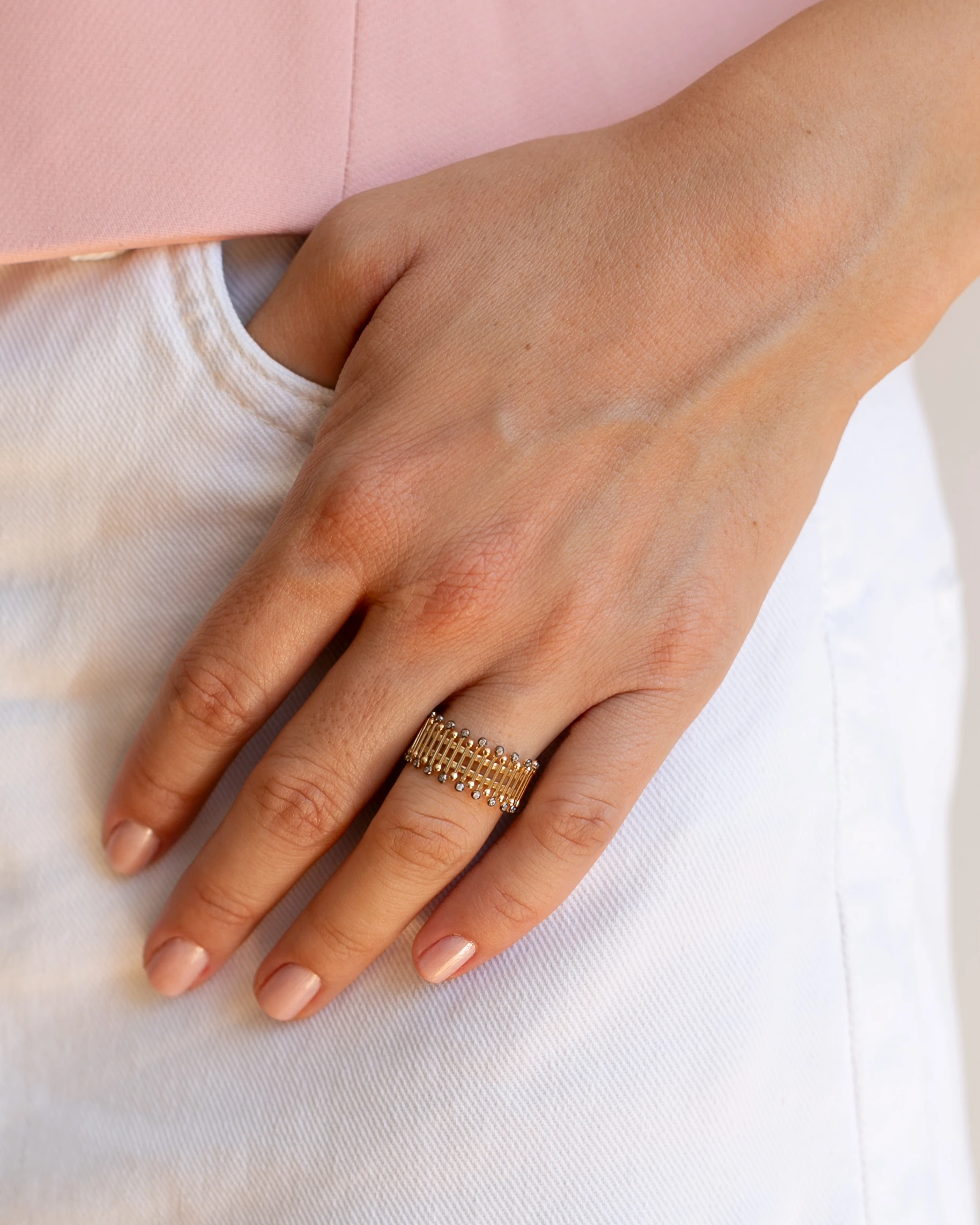 Mini Zirkon Taşlı Paravan Yüzük | 14 Ayar Altın | Zarif ve Şık Tasarım | SÖZ GOLD Özel Tasarımı