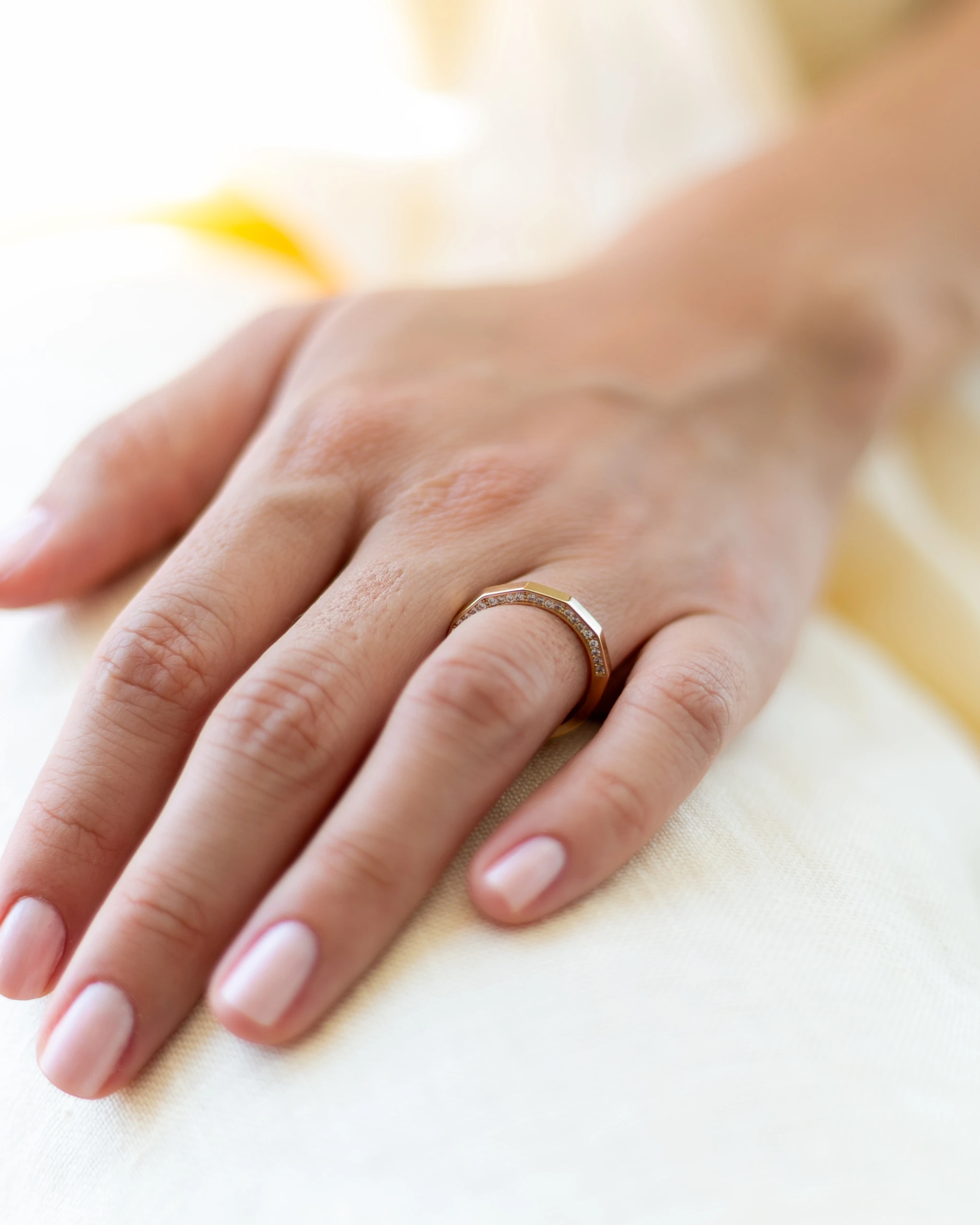 Taşlı Beşgen Yüzük | 14 Ayar Altın | Zirkon Taşlı | Kadın Yüzük | SÖZ GOLD Özel Tasarımı