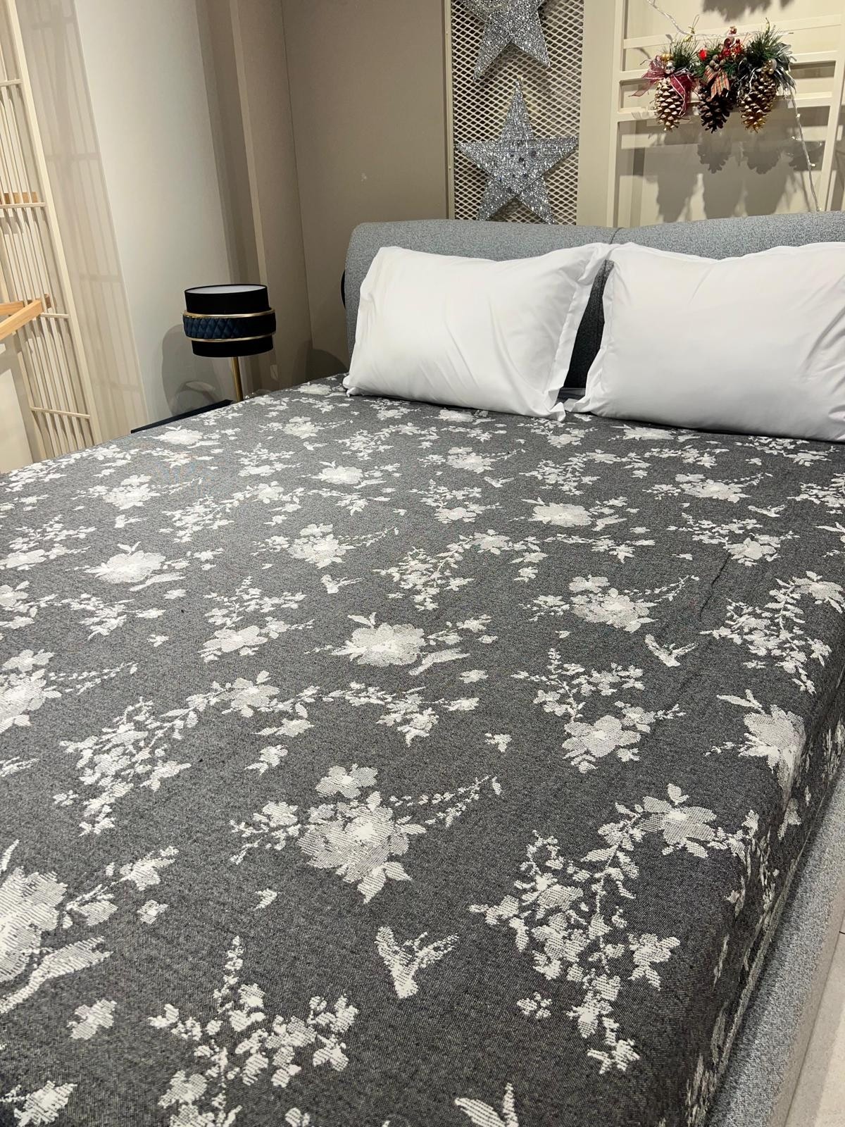 Explore Home , Milika, Çift Kişilik, Pamuklu, Müslin, Yatak Örtüsü - Koyu Gri