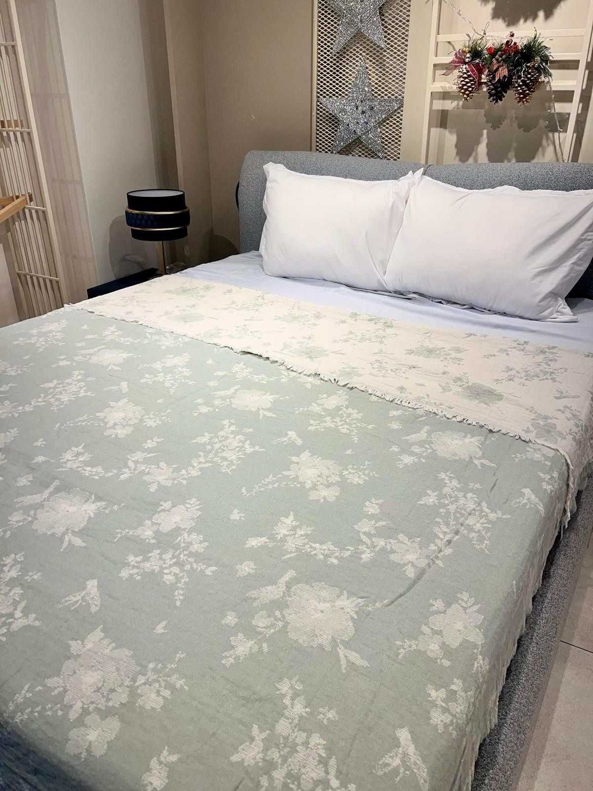 Explore Home , Linna, Çift Kişilik, Pamuklu, Müslin, Yatak Örtüsü - Yosun Yeşili