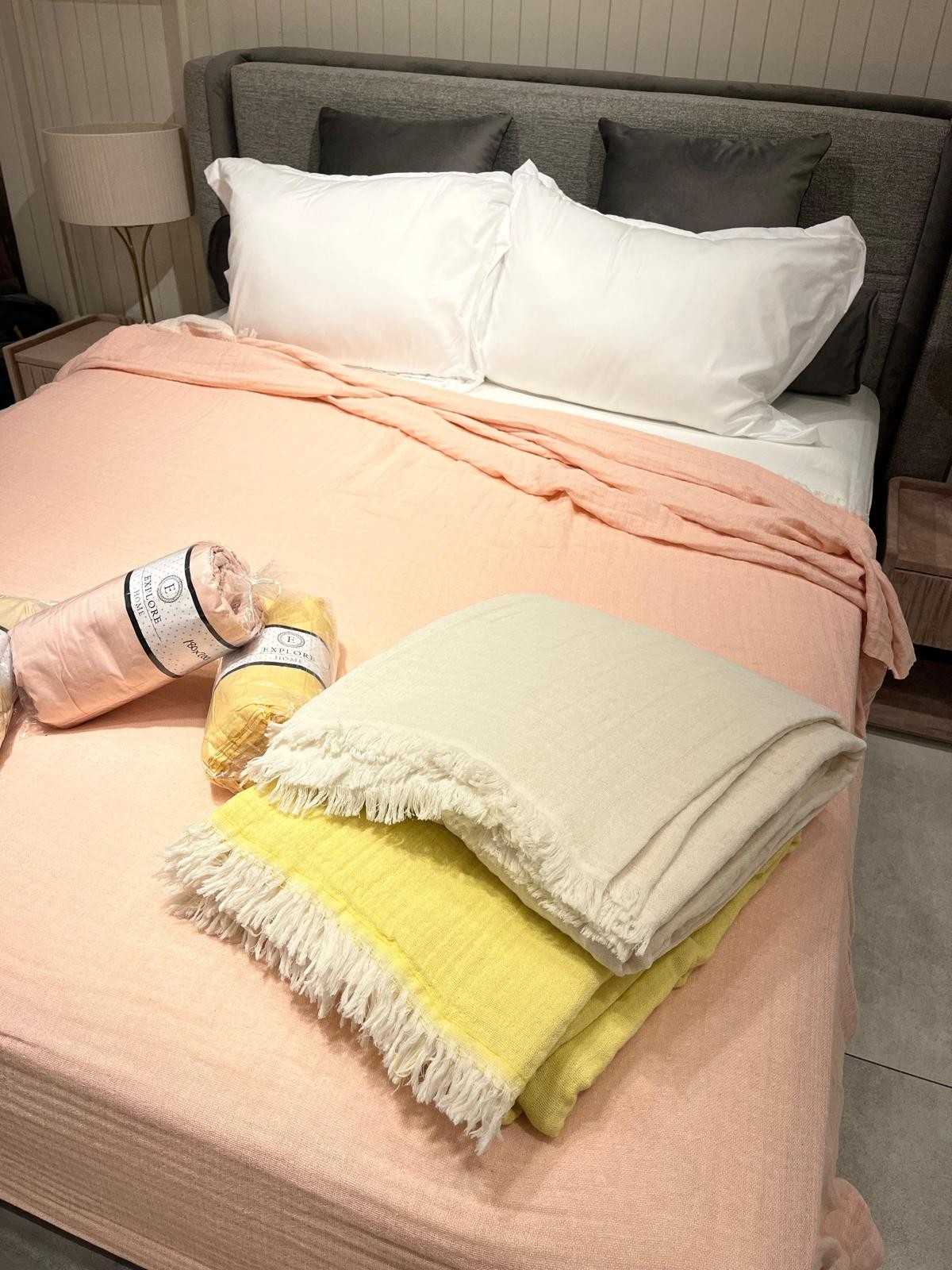 Explore Home , Allegra, Çift Kişilik, Pamuklu, Müslin, Yatak Örtüsü - Sarı
