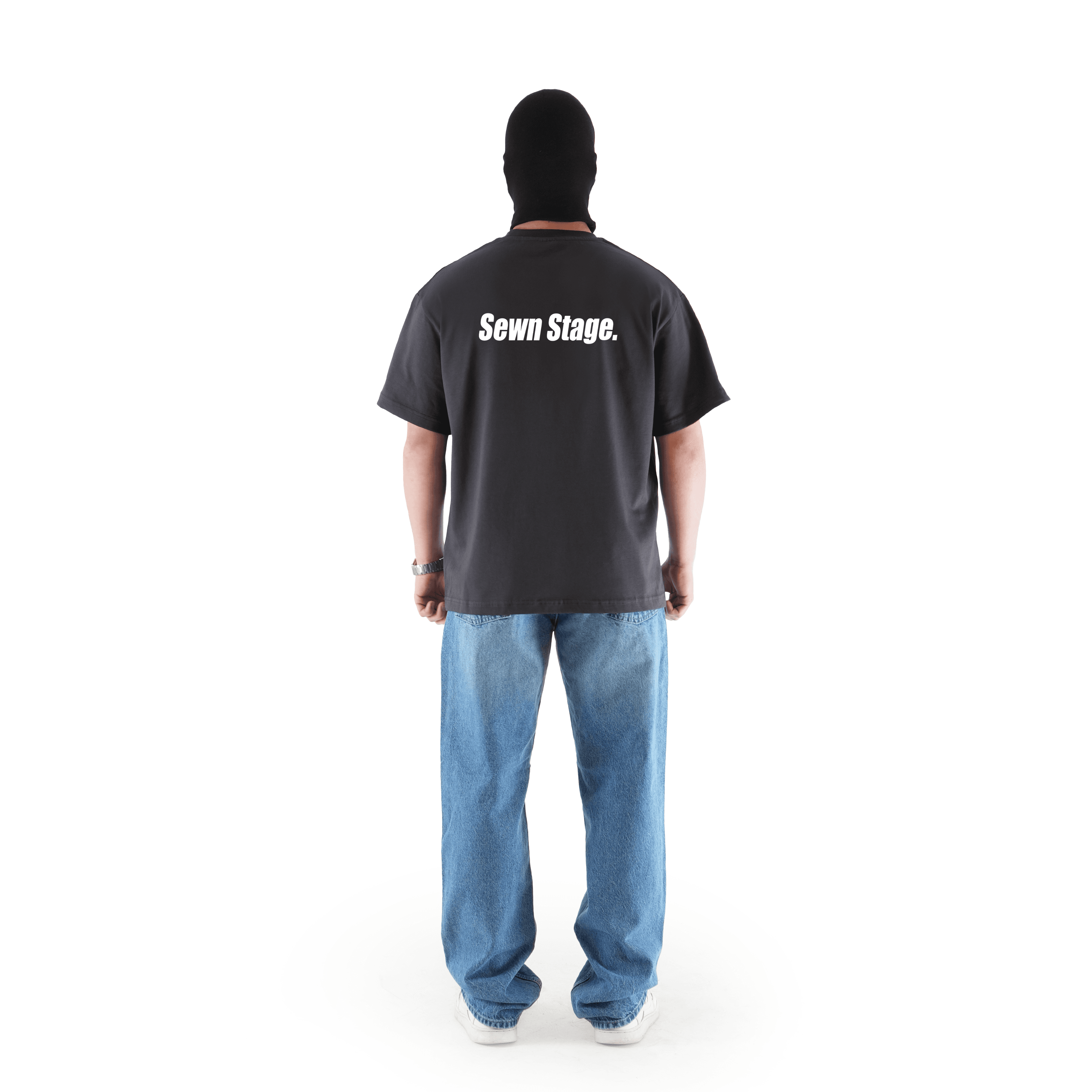 "FROM THE STREET" Orta Baskılı Oversize Gri Tişört